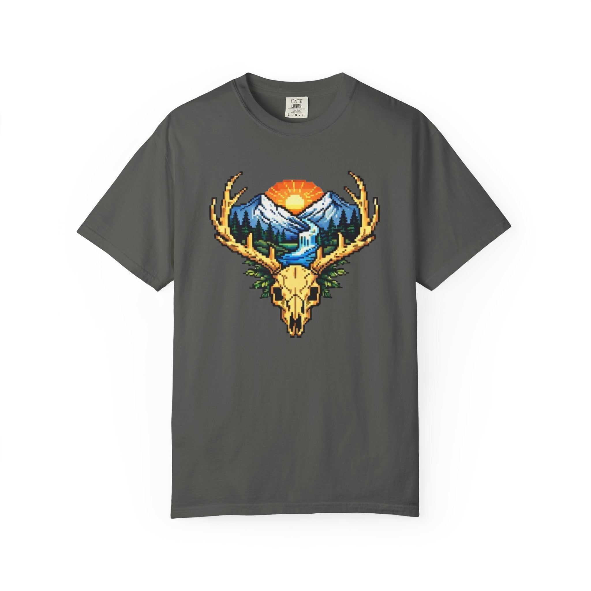 Pixel Art Deer Skull Mountain T-Shirt