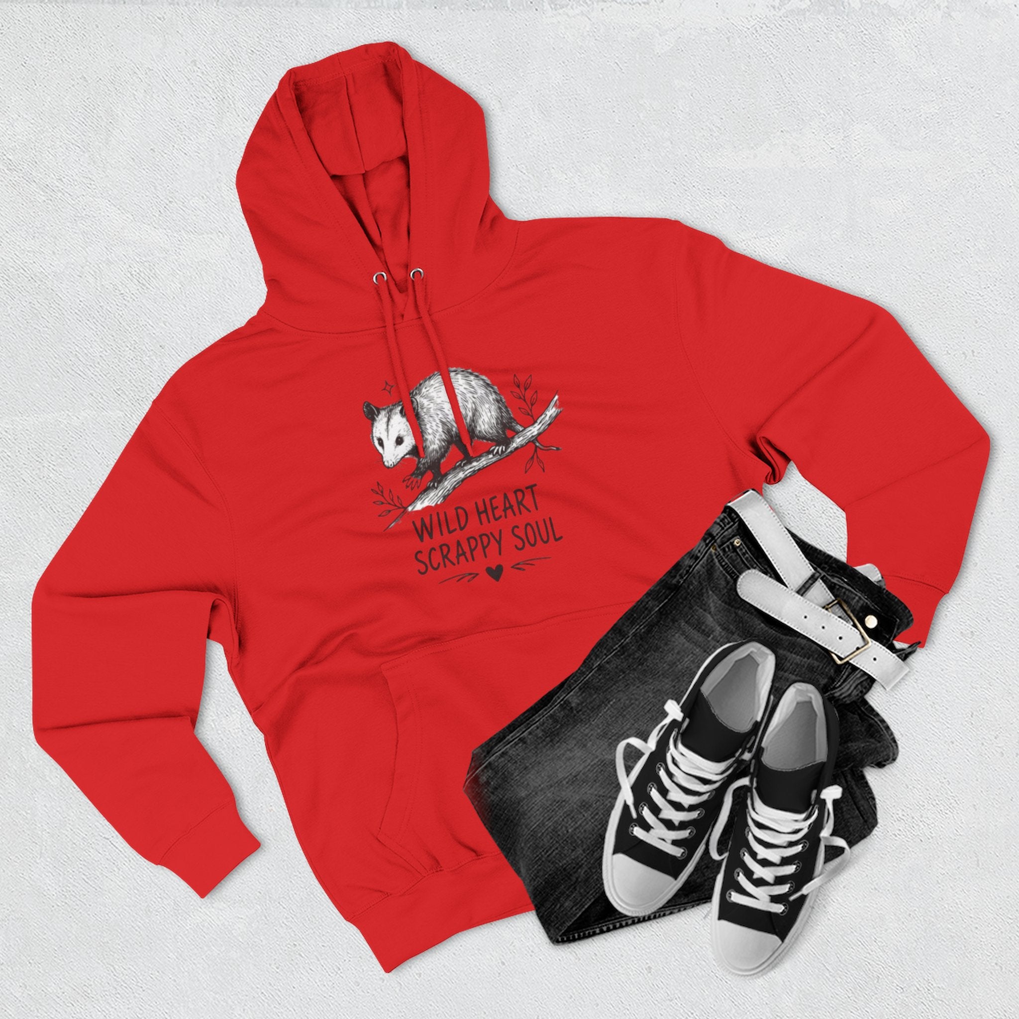 Hoodie | Wild Heart Scrappy Soul Opossum Illustration Cozy Hoodie