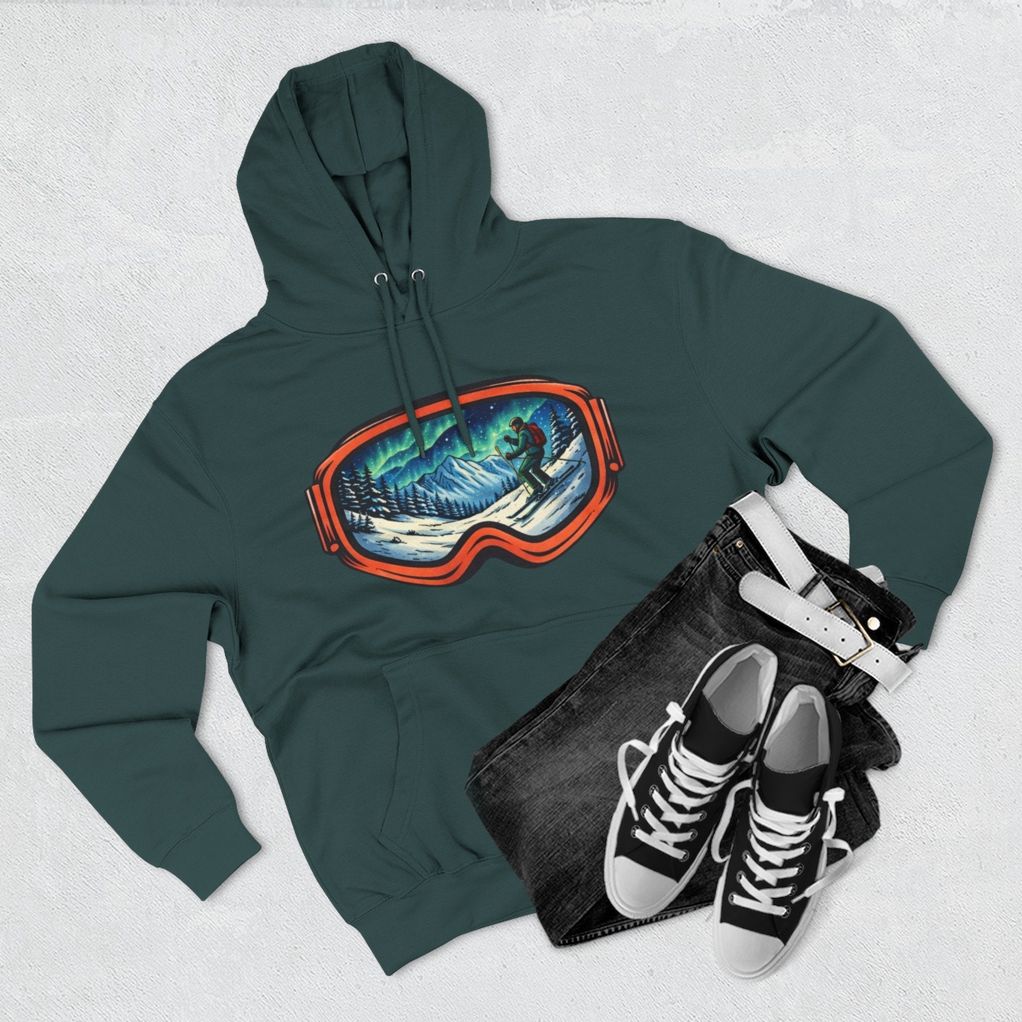 Ski Snowboard Goggles Graphic Hoodie — Mountain Rider Winter Pullover
