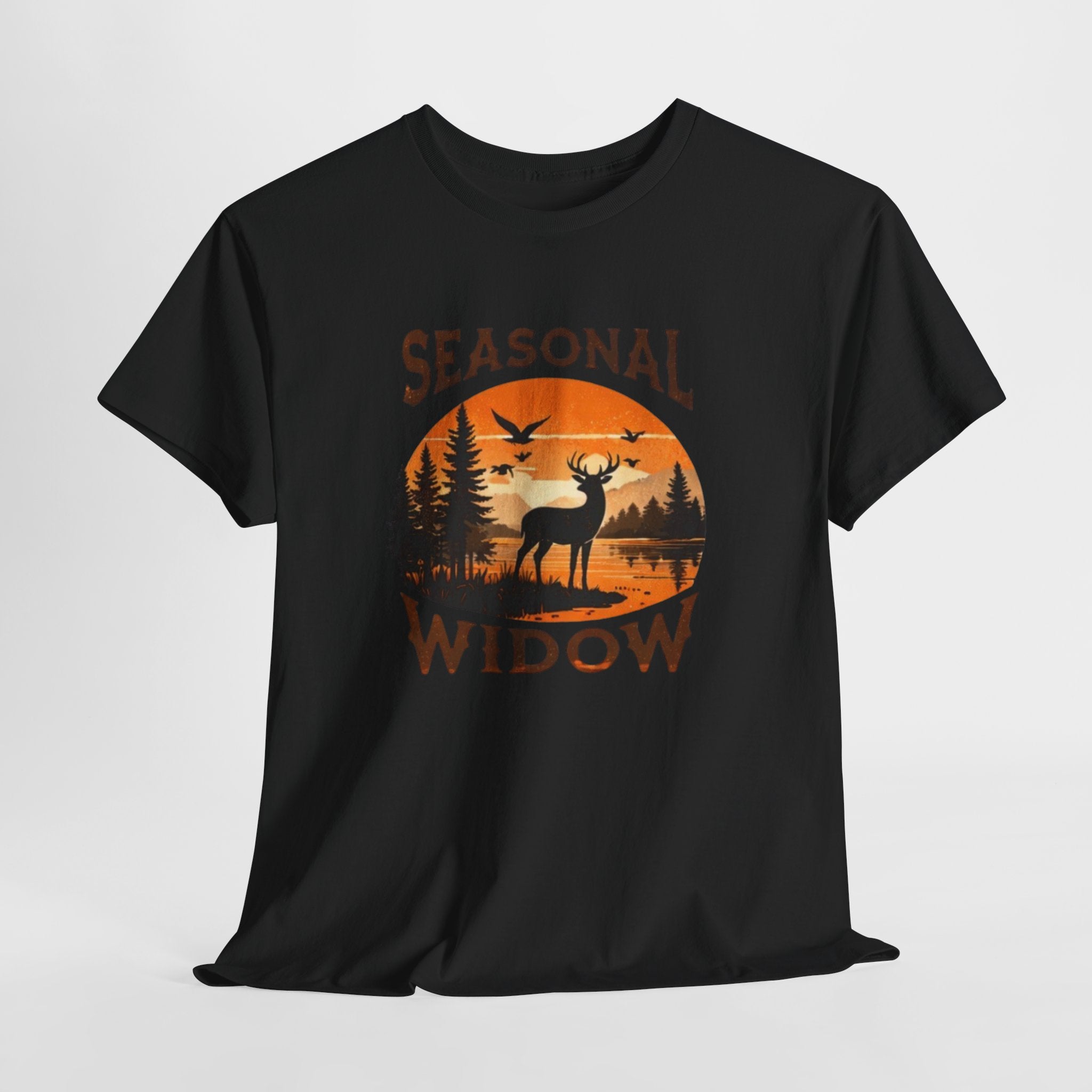 Seasonal Widow Tee | Hunting Wife Deer Sunset Graphic T-Shirt
