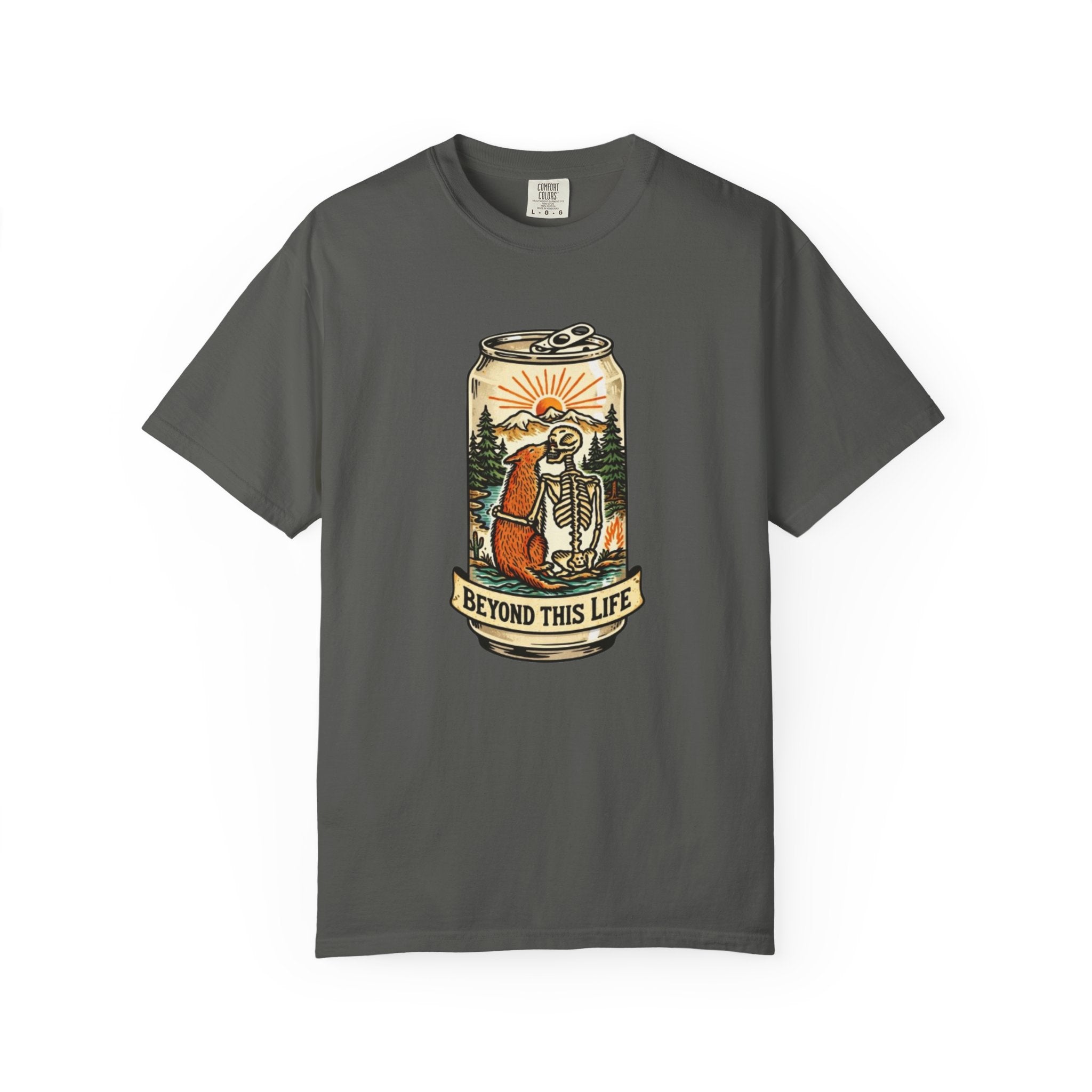 Beyond This Life T-Shirt | Vintage Skull & Can Graphic Tee