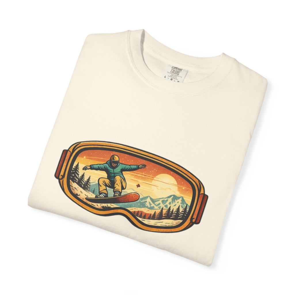 Snowboard Goggles Graphic T-Shirt | Retro Mountain Snowboarding Tee