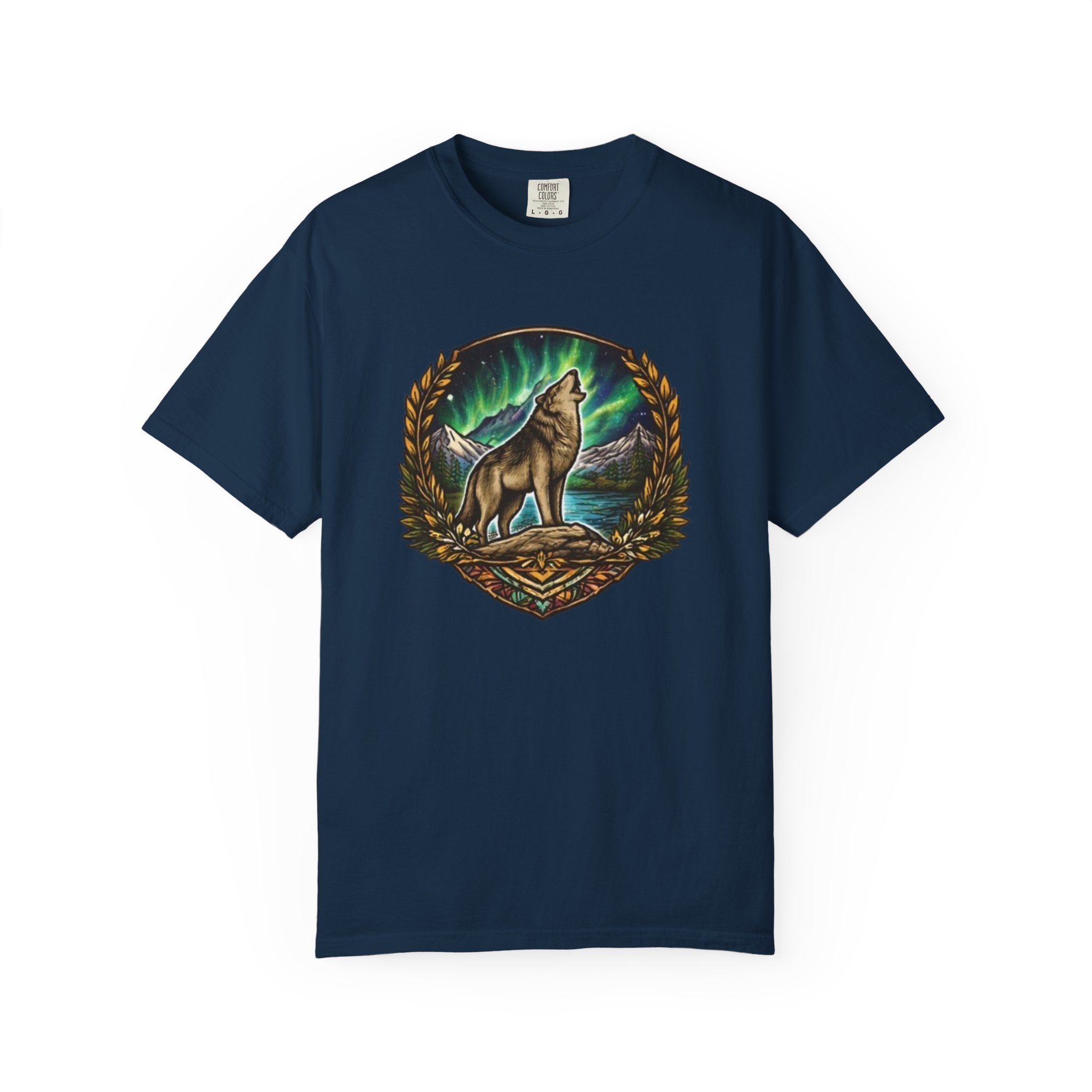 Wolf & Northern Lights T-Shirt | Howling Wolf Graphic Tee