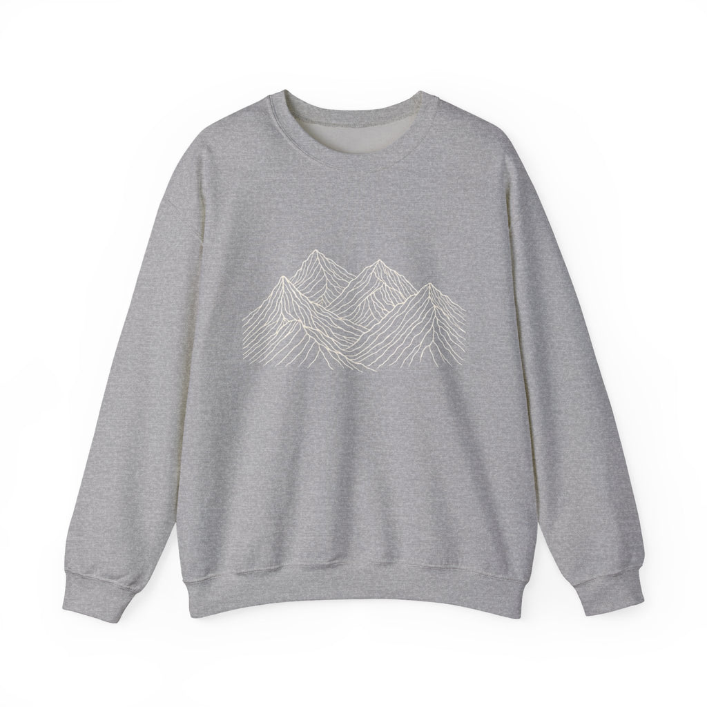 Mountain Line Art Crewneck Sweatshirt | Minimalist Outdoor Graphic Sweater