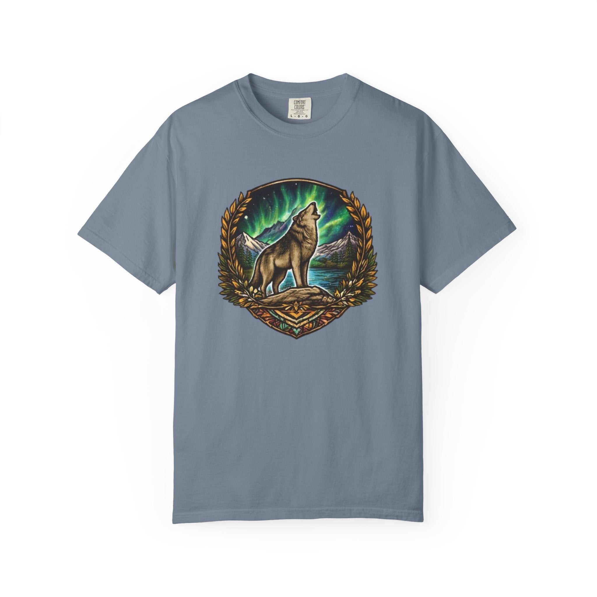 Wolf & Northern Lights T-Shirt | Howling Wolf Graphic Tee