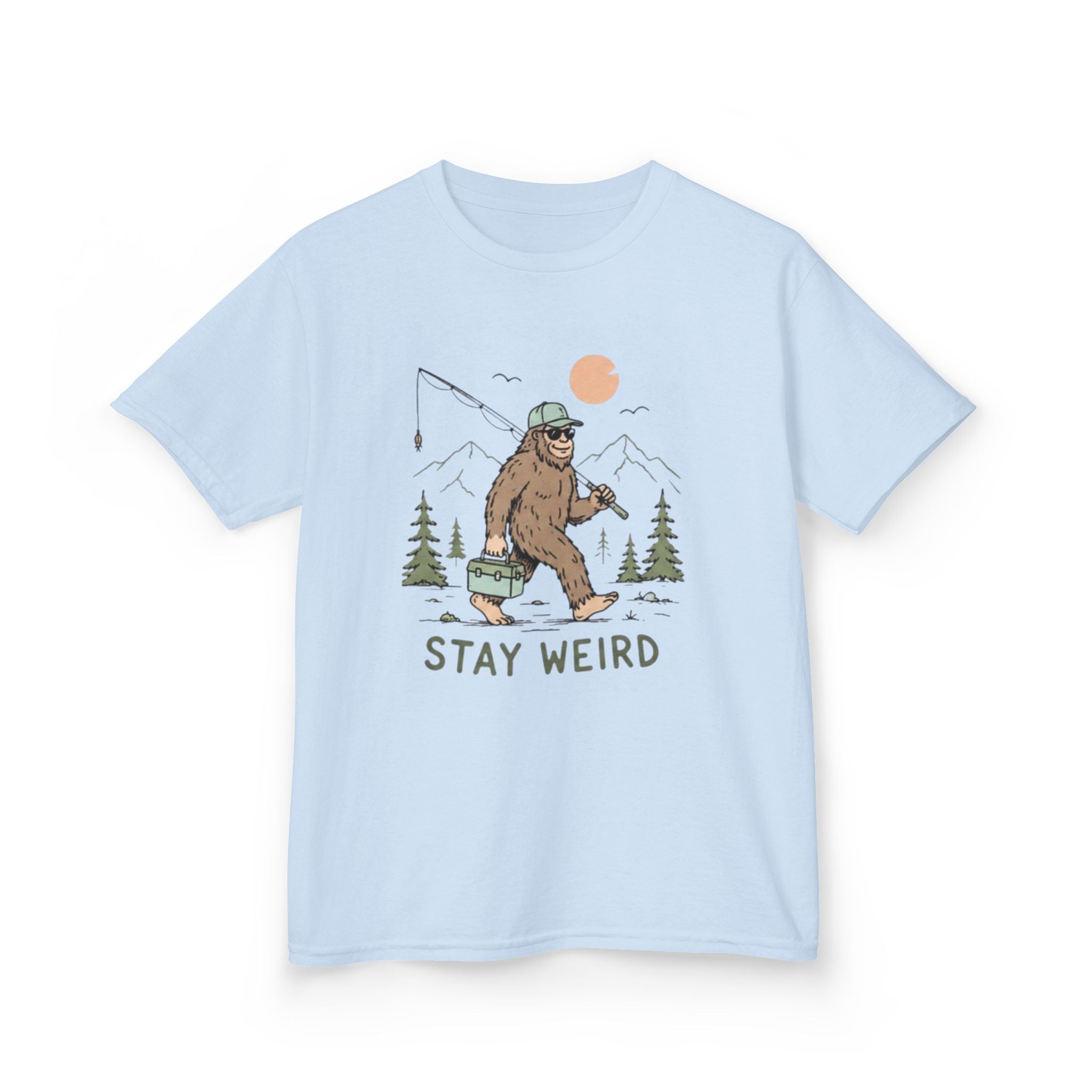 Kids Tee | Stay Weird Bigfoot Fishing