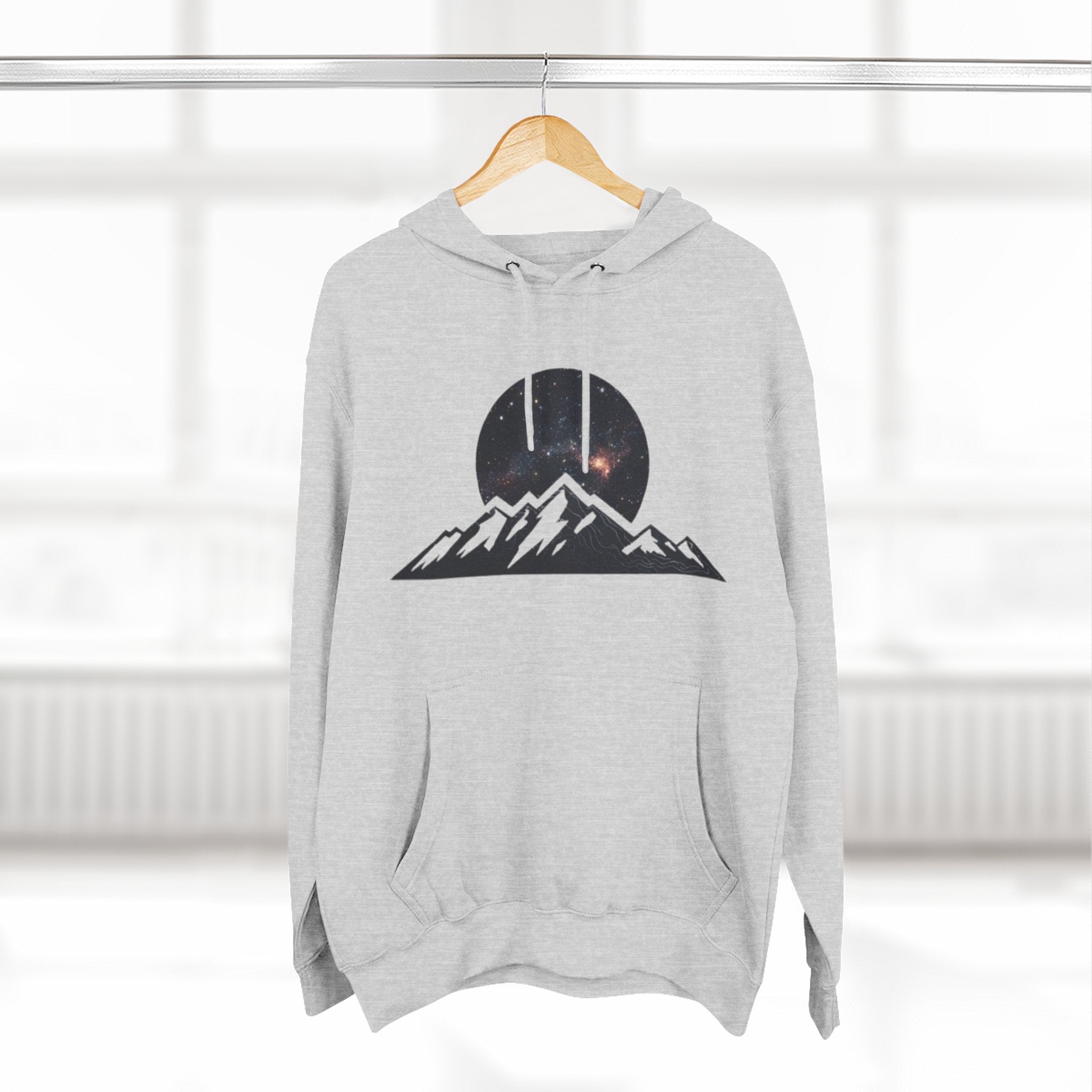 Mountain Sunset Hoodie | Minimalist Mountain Range with Night Sky Graphic