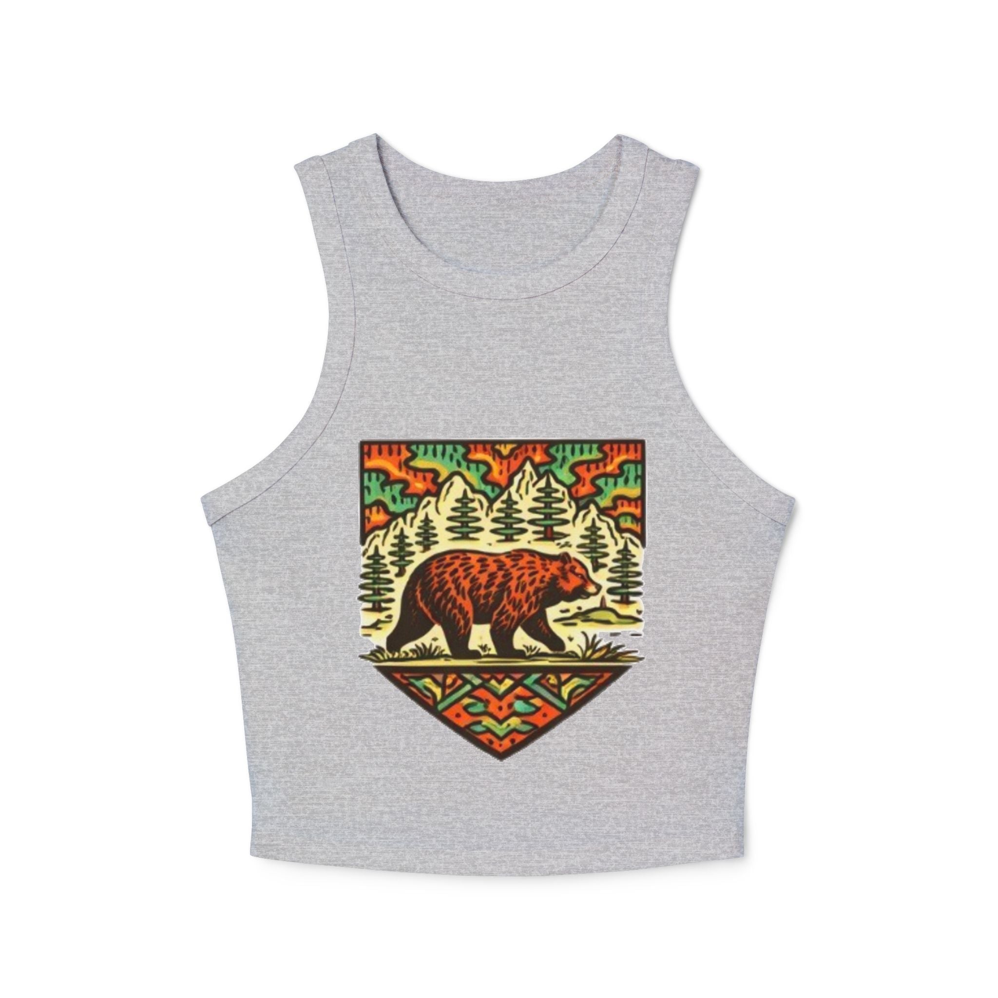 Bear Forest Tank Top | Vintage Wilderness Graphic Racer Crop