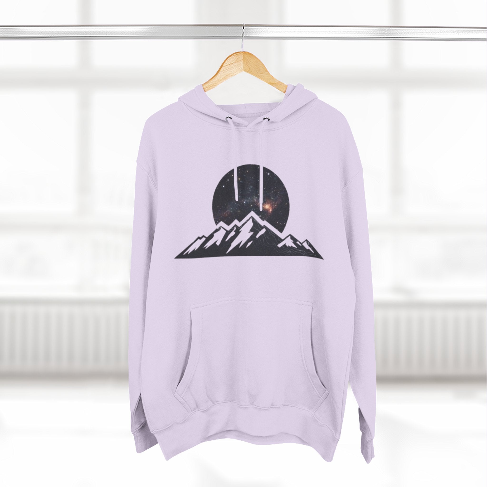 Mountain Sunset Hoodie | Minimalist Mountain Range with Night Sky Graphic