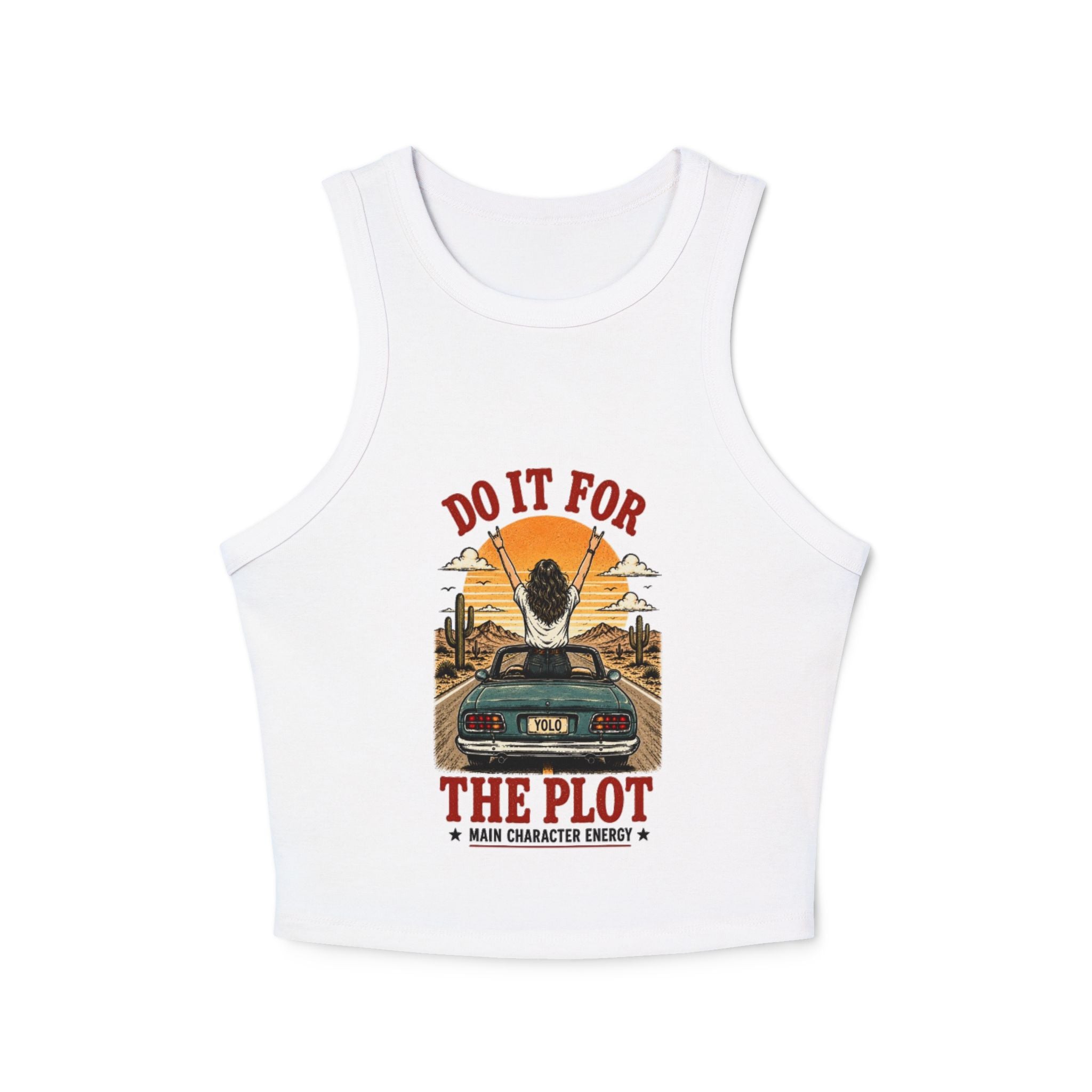 Do It For The Plot Sunset Racer Tank | Womens Micro Rib Tank