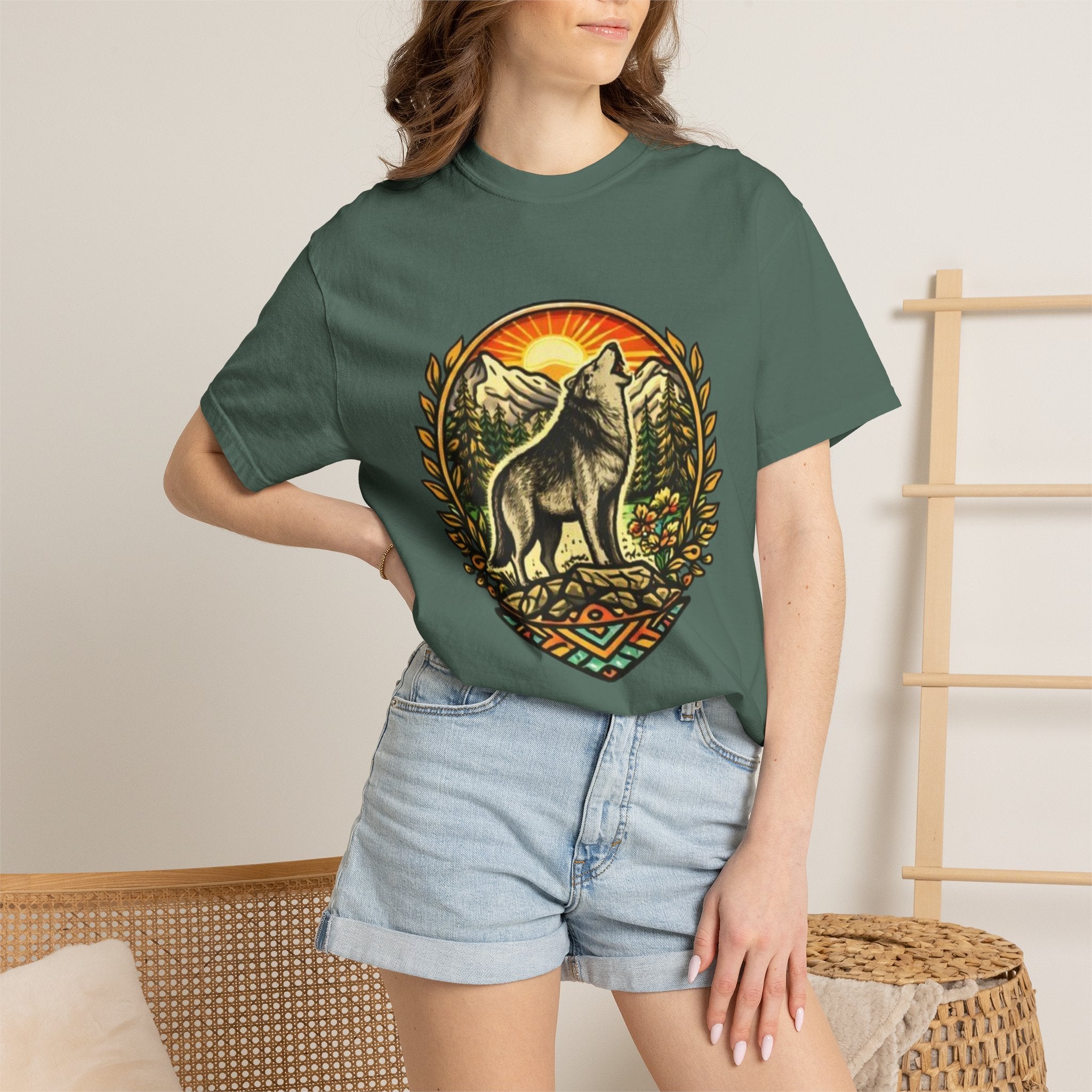 Wolf Howl Mountain T-Shirt | Vintage Nature Graphic Tee