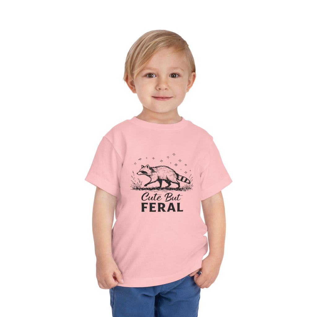Toddler Tee | "Cute But Feral" Raccoon Graphic