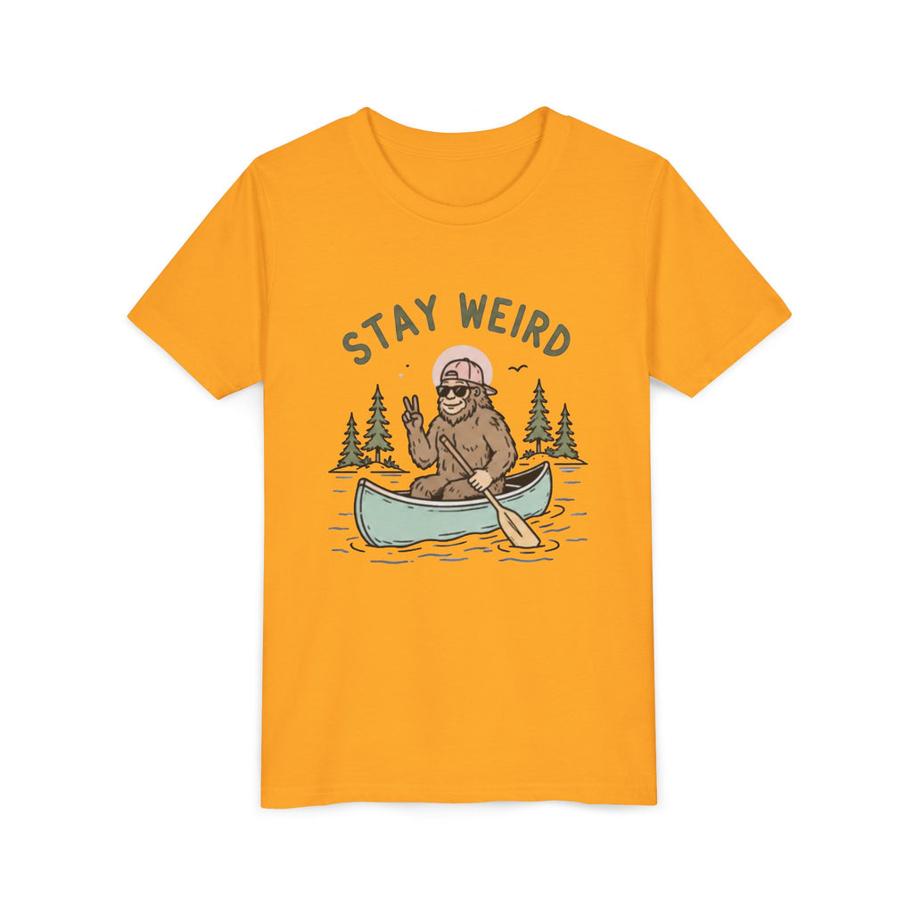 Youth T-Shirt | "Stay Weird" Canoe Bigfoot Graphic Tee