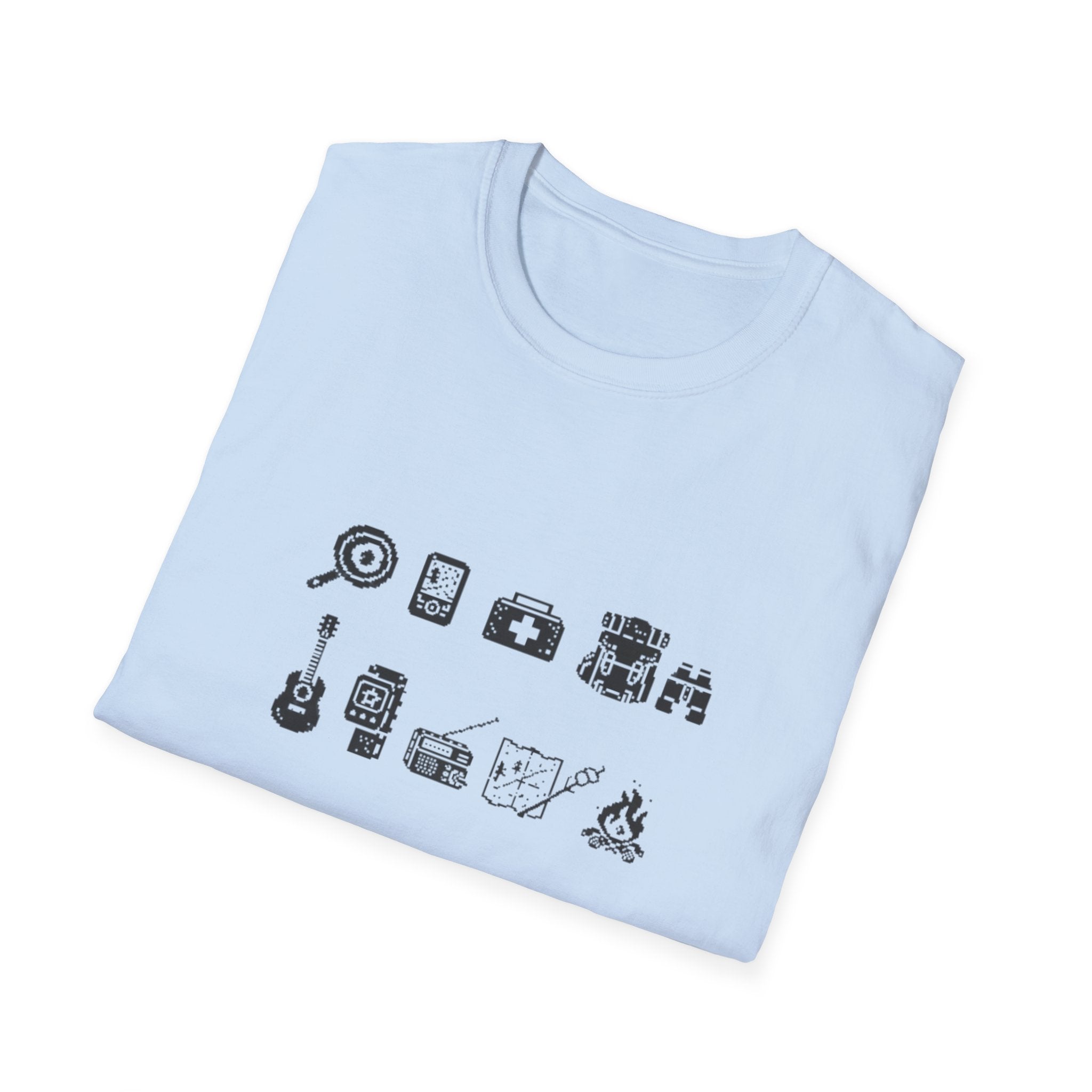 T-Shirt | Minimal Camping Gear Icons Graphic Tee | Camping Kit Tee