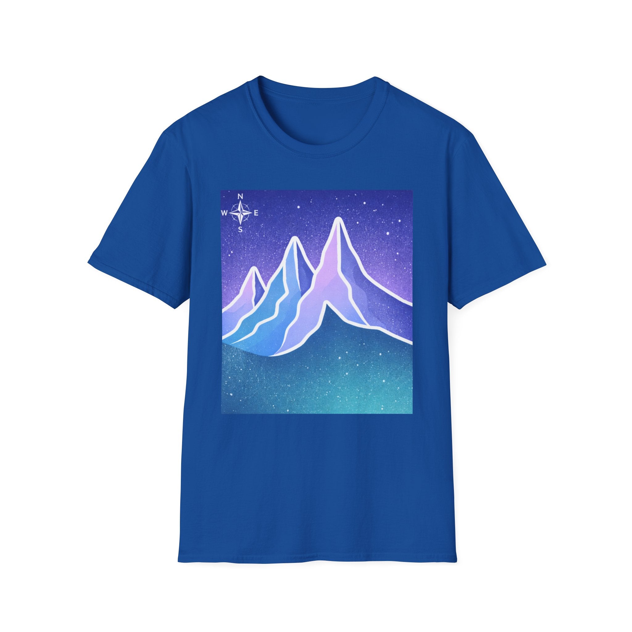 Mountain Night Graphic Tee | Purple Blue Retro Starry Landscape T-Shirt
