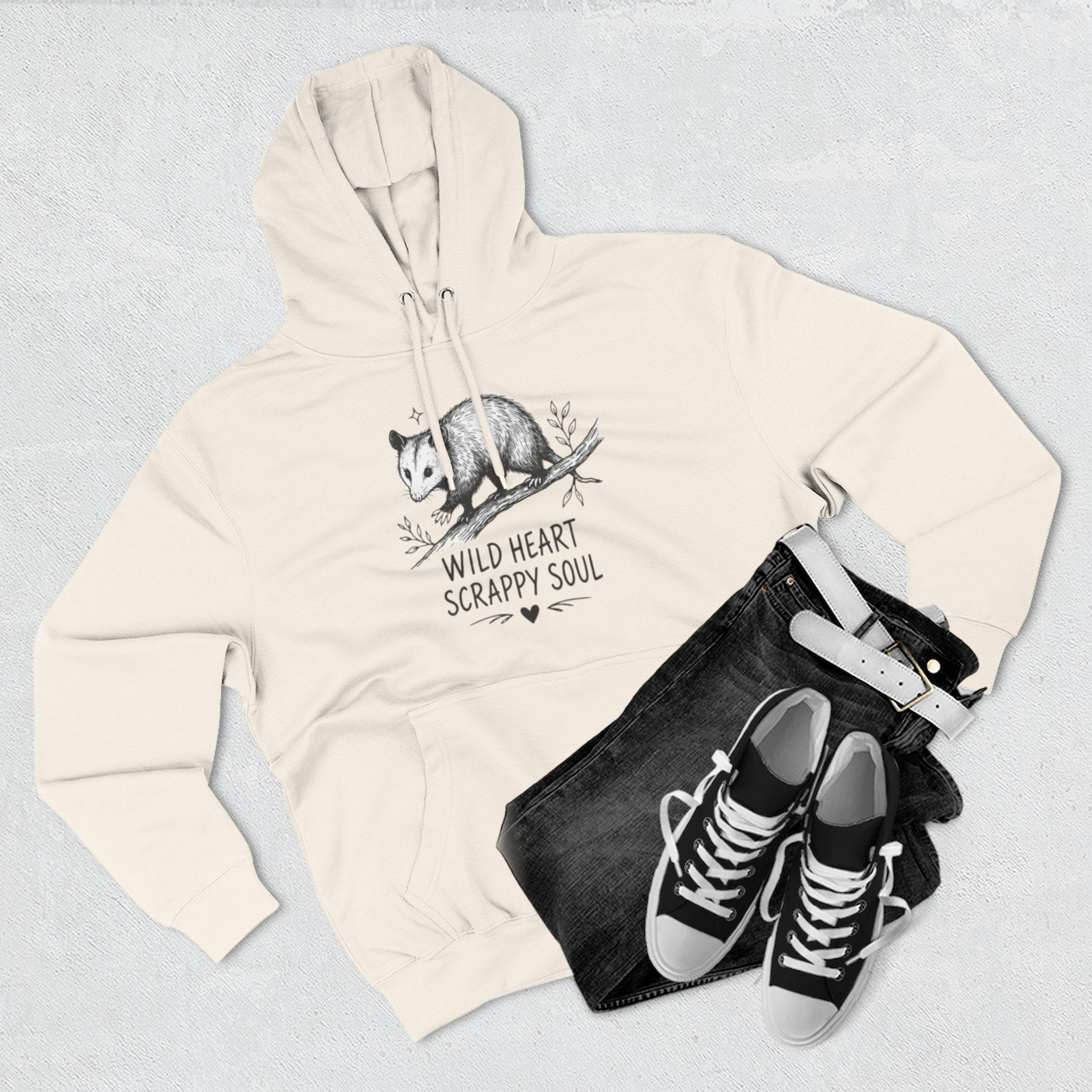 Hoodie | Wild Heart Scrappy Soul Opossum Illustration Cozy Hoodie