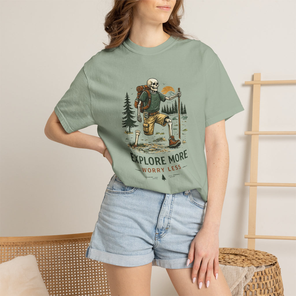 Explore More Worry Less T-Shirt | Adventure Hiking Graphic Tee