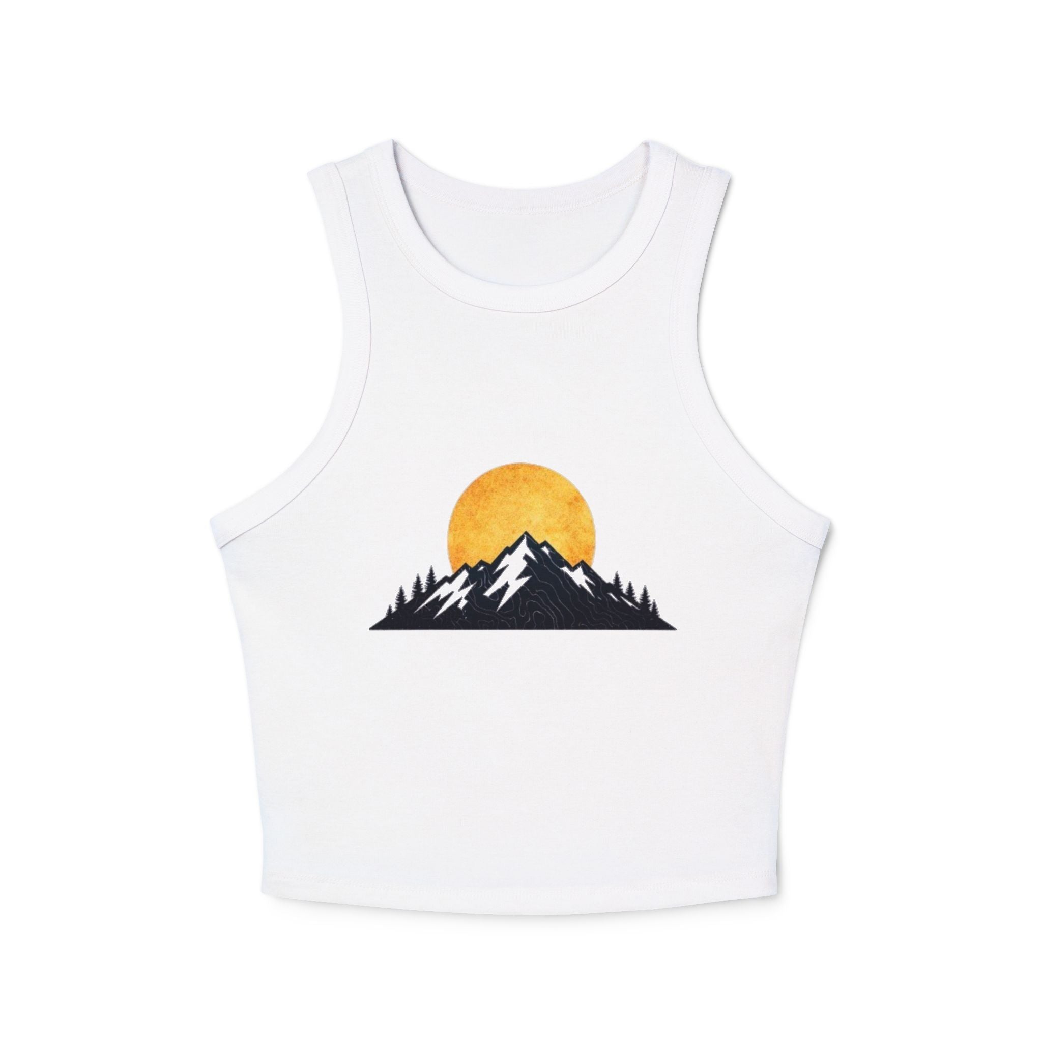 Sunset Mountain Racer Tank | Womens Cropped Graphic Tank Top