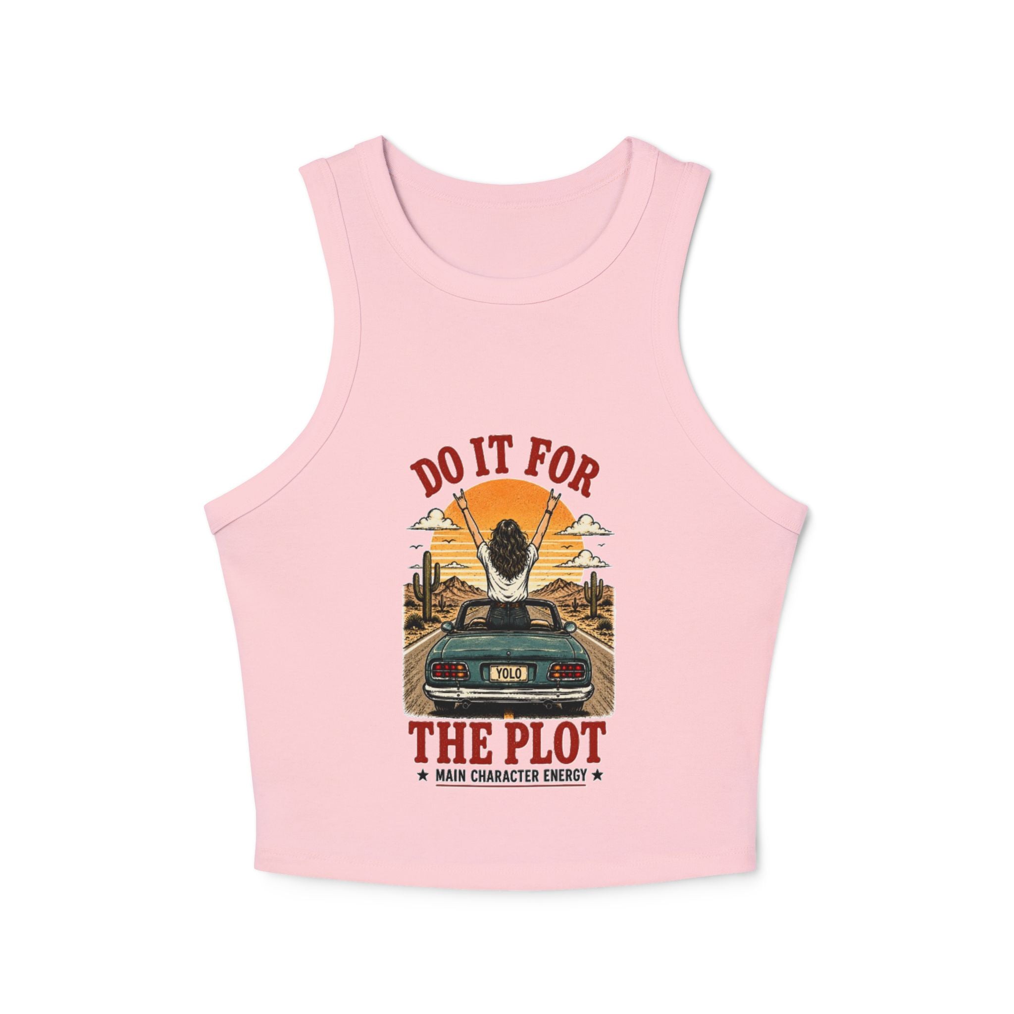 Do It For The Plot Sunset Racer Tank | Womens Micro Rib Tank
