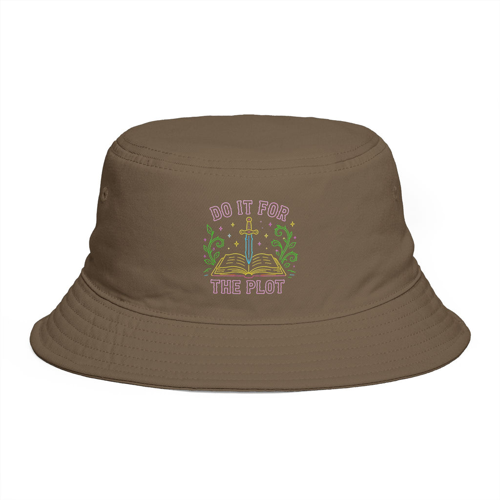 Do It For The Plot Bucket Hat | Vintage Fantasy Book & Sword Embroidered Bucket Hat