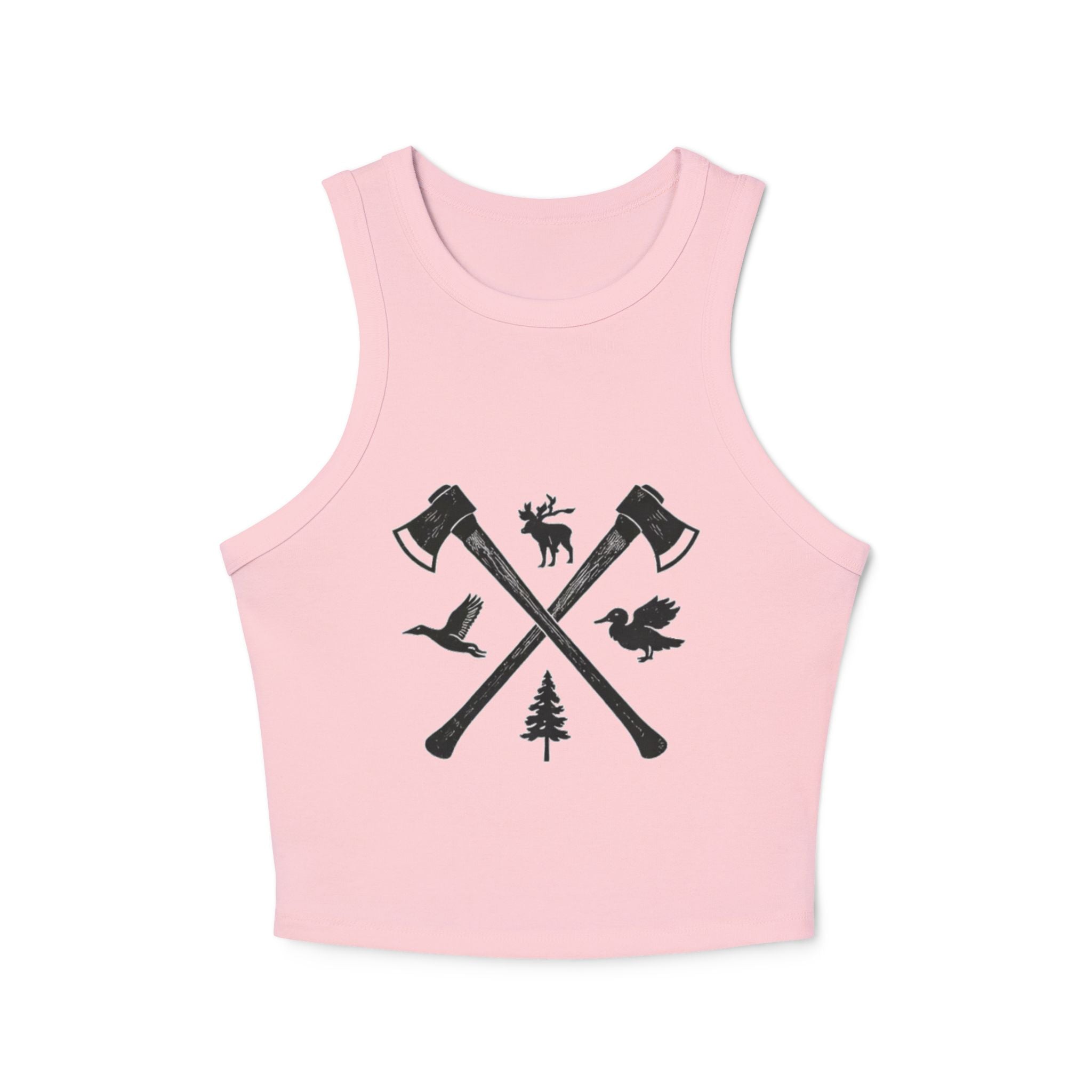 Womens Outdoor Axes Tank Top | Woodland Moose, Raven & Pine Graphic
