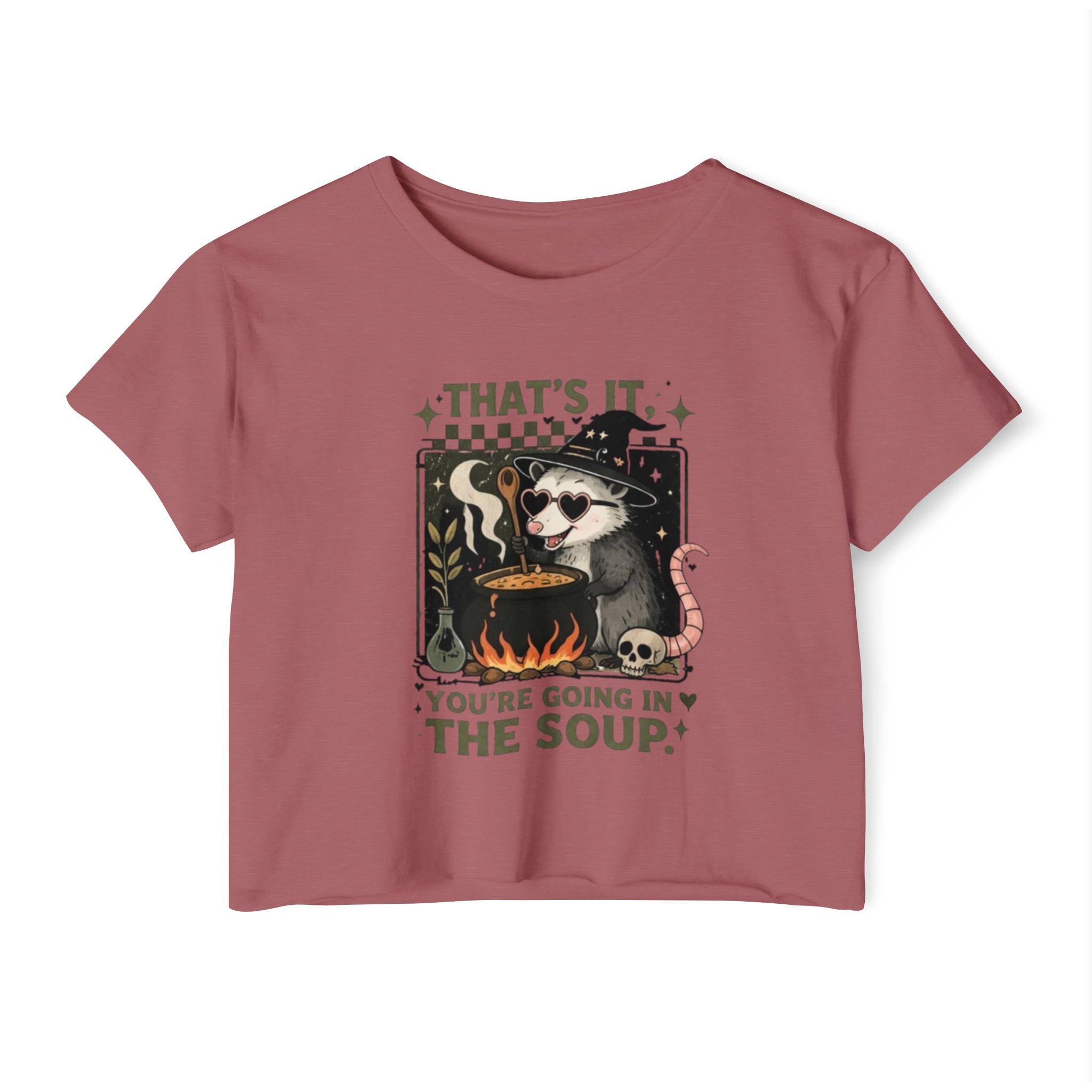 Witchy Opossum Crop Top | "Thats It, Youre Going in the Soup" Festival Tee