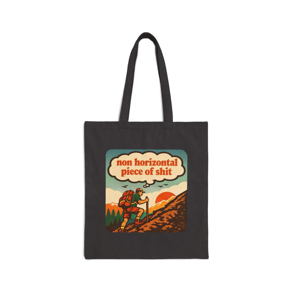 Retro Hiker Tote Bag | "non horizontal piece of shit" Canvas Tote
