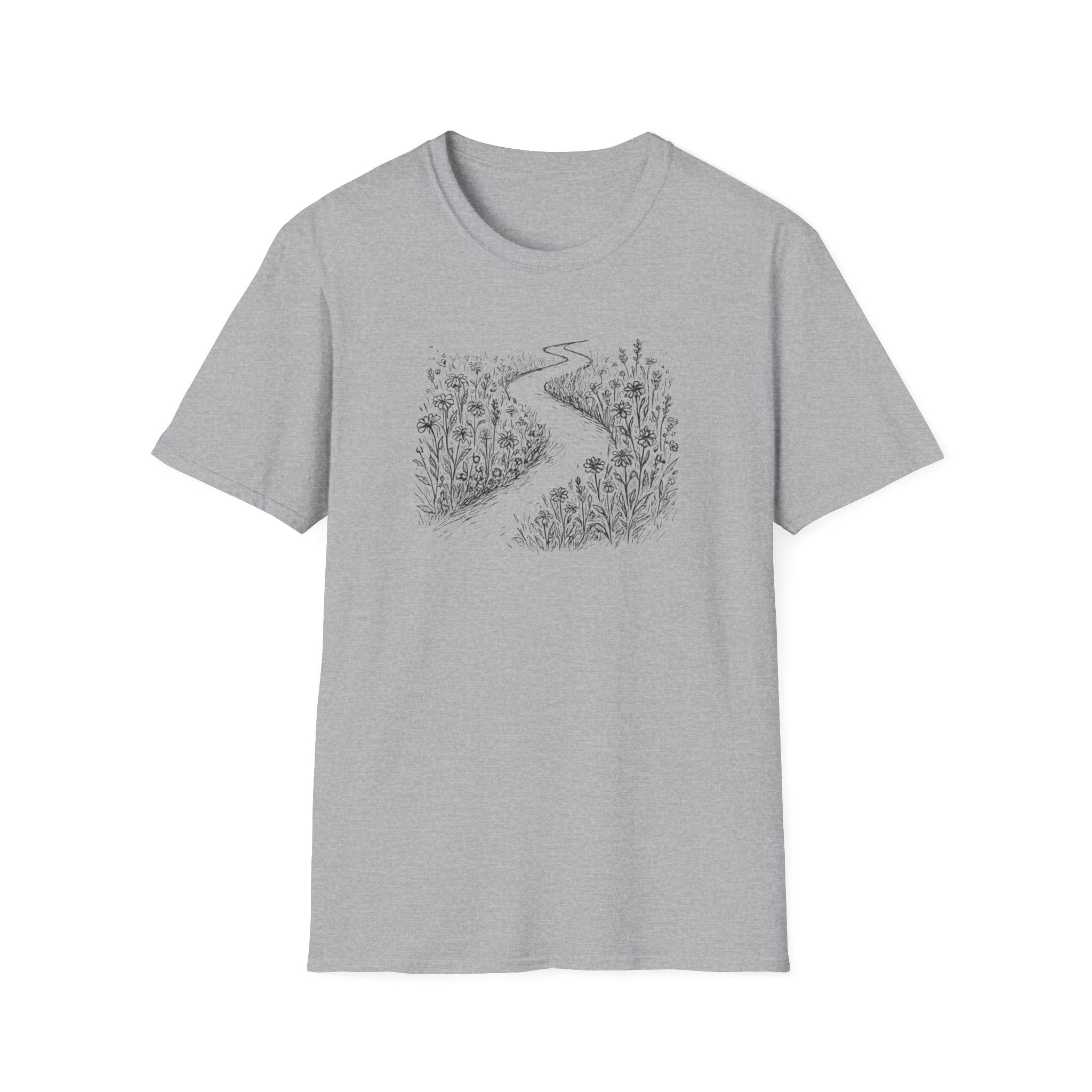 Winding Path Through Grass T-Shirt | Scenic Nature Trail Tee