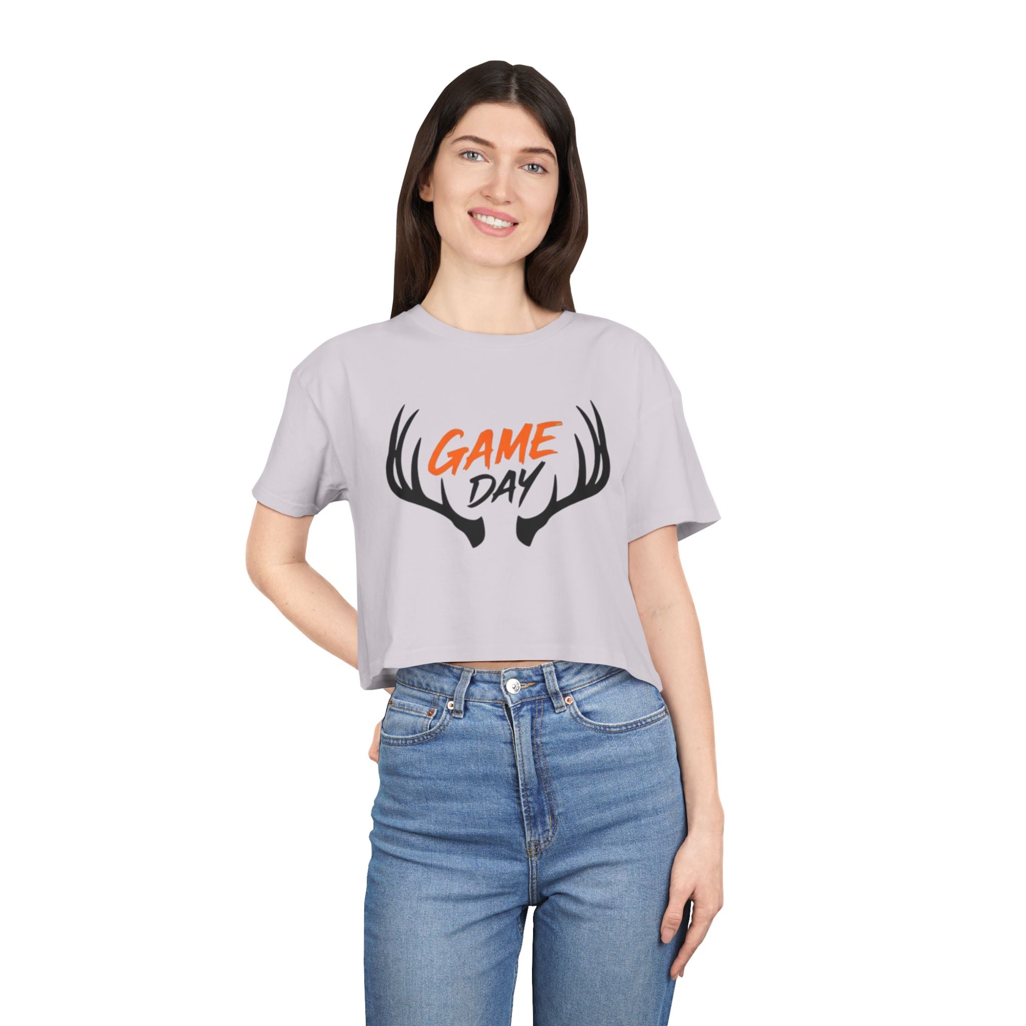 Game Day Crop Tee | Womens Hunting Antler Graphic Top