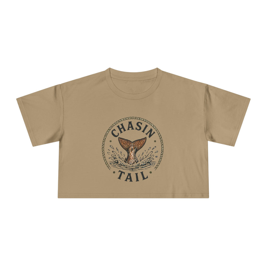 Crop Tee | "Chasin Tail" Fish Tail Graphic Top for Fishing Lovers