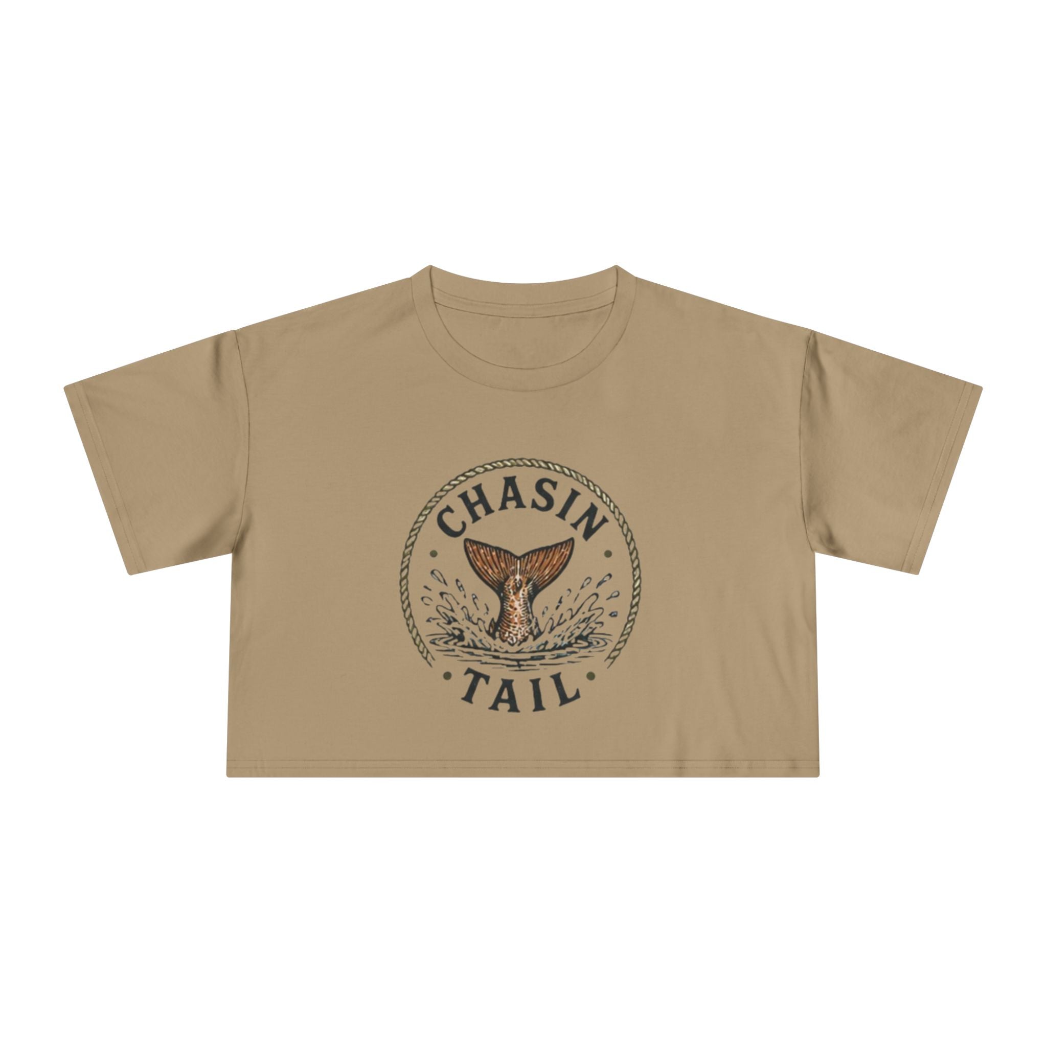 Crop Tee | "Chasin Tail" Fish Tail Graphic Top for Fishing Lovers