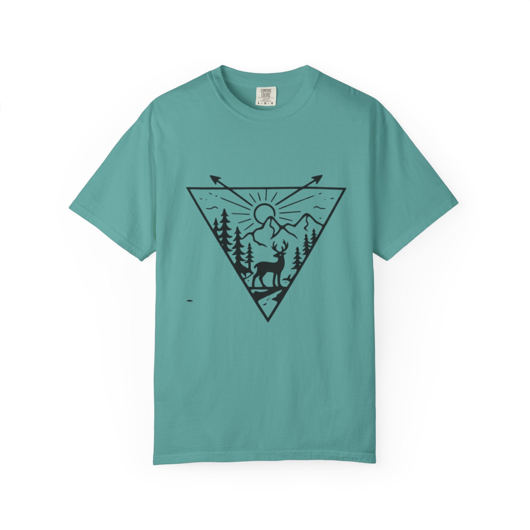 Adventure Deer Mountain T-Shirt | Outdoor Nature Triangle Design