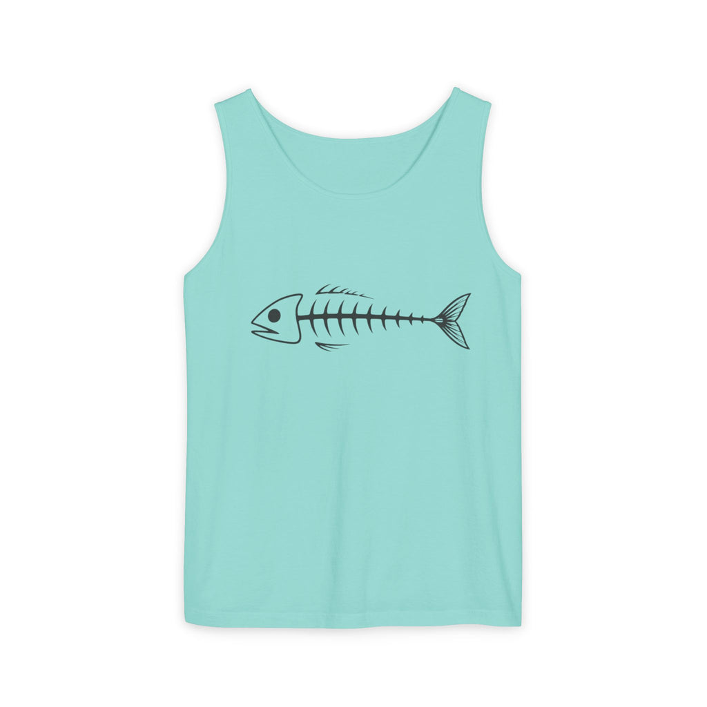 Fish Skeleton Tank Top | Minimalist Fishing Graphic Sleeveless Tee