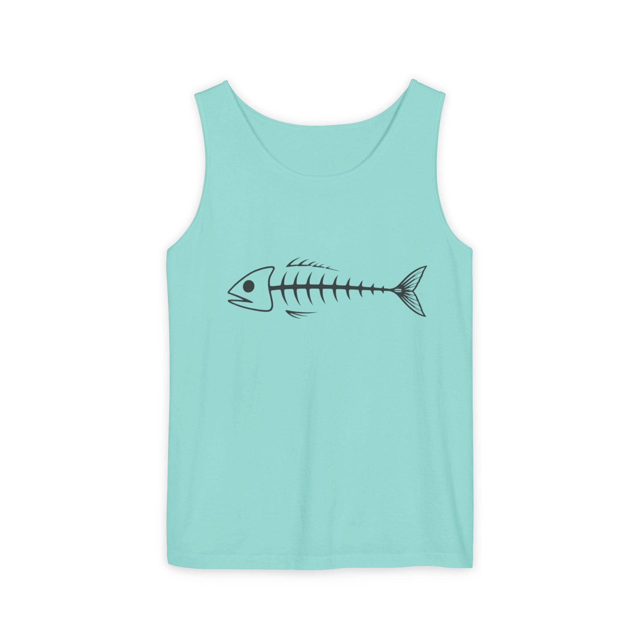 Fish Skeleton Tank Top | Minimalist Fishing Graphic Sleeveless Tee