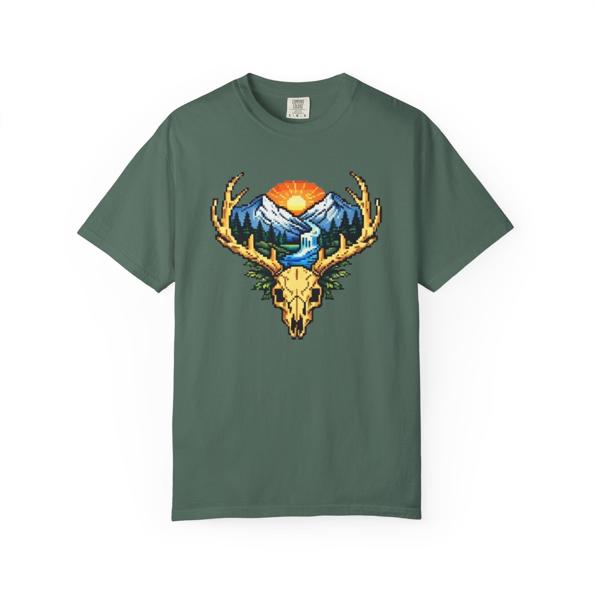 Pixel Art Deer Skull Mountain T-Shirt