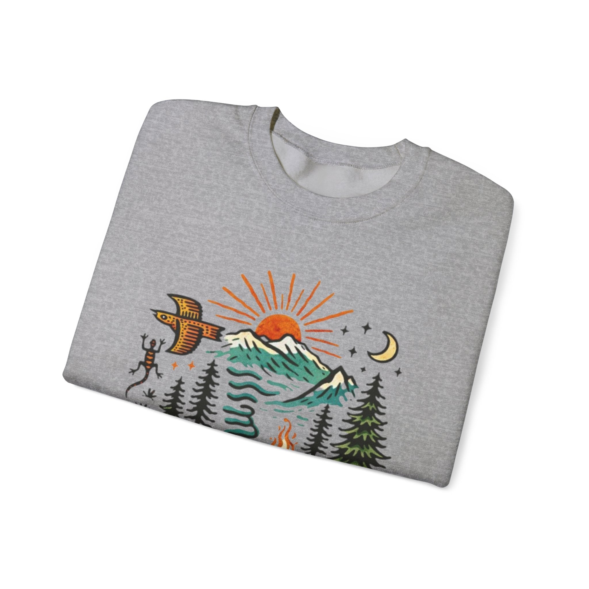 Nature Scene Crewneck Sweatshirt | Desert to Mountain Wildlife Graphic