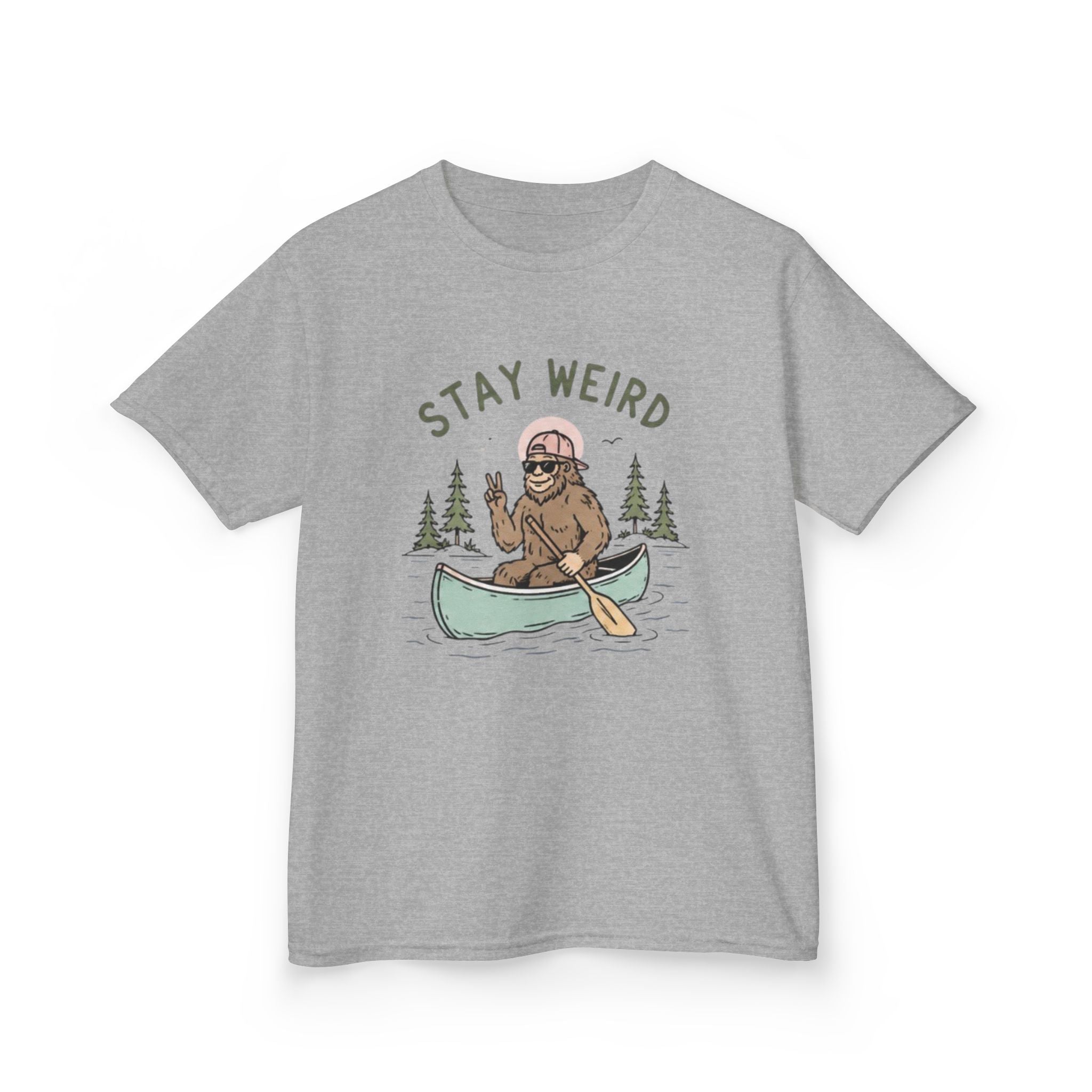 Kids Tee | "Stay Weird" Canoe Sasquatch Graphic