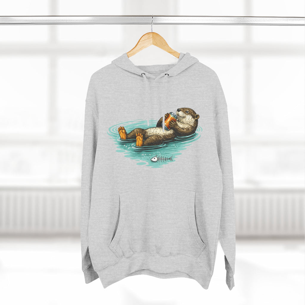 Otter Floating Graphic Hoodie | Relaxing Sea Otter with Beer Pullover