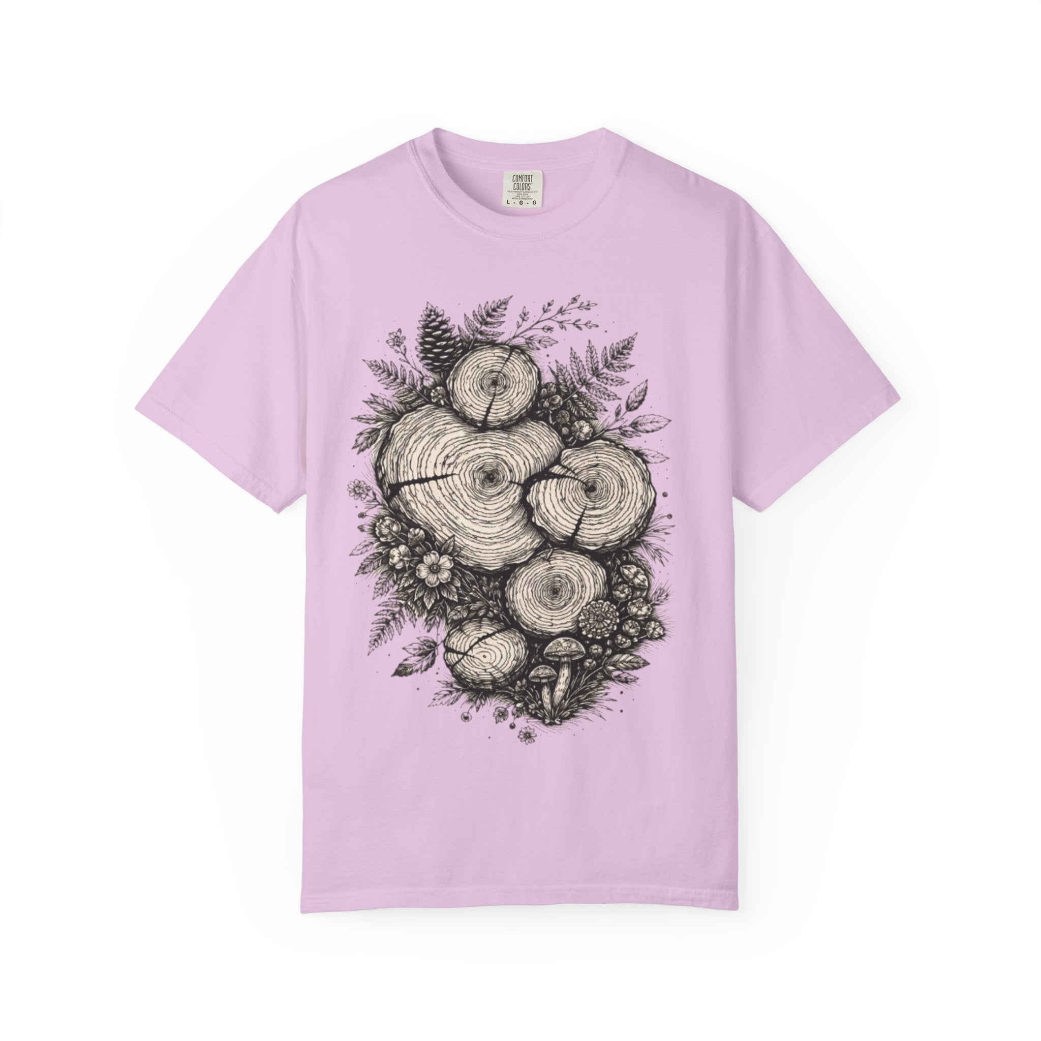 Woodland Tree Rings T-Shirt | Botanical Log Cross-Section Art Tee