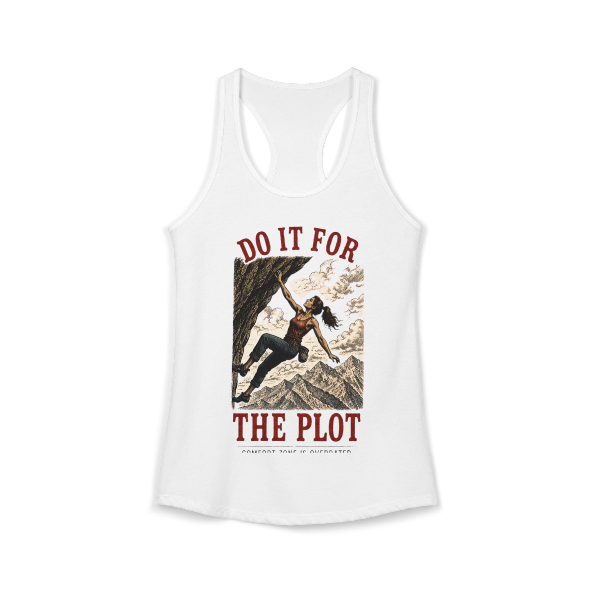 Do It For The Plot Womens Free Solo Racerback Tank | Mountain Climbing