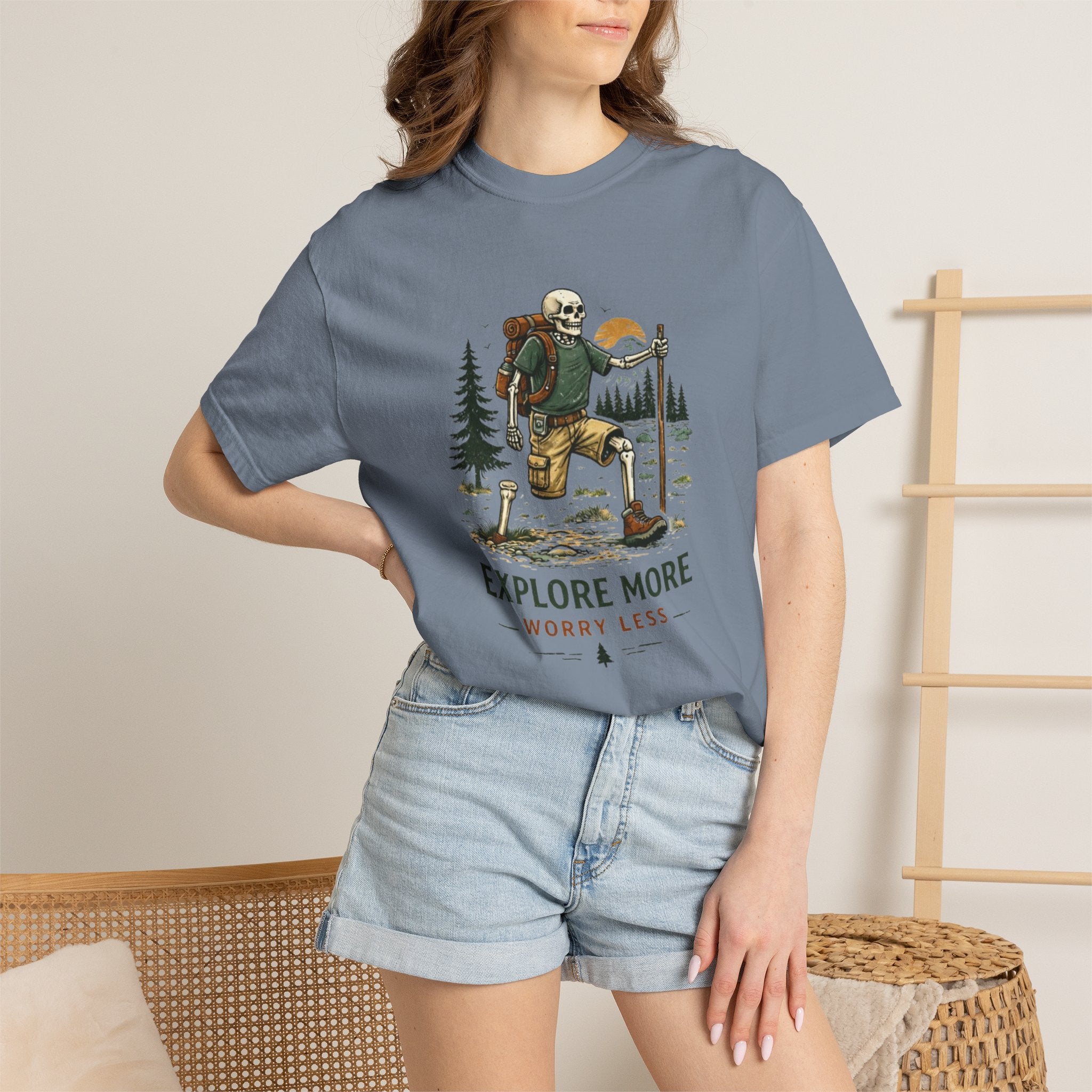 Explore More Worry Less T-Shirt | Adventure Hiking Graphic Tee