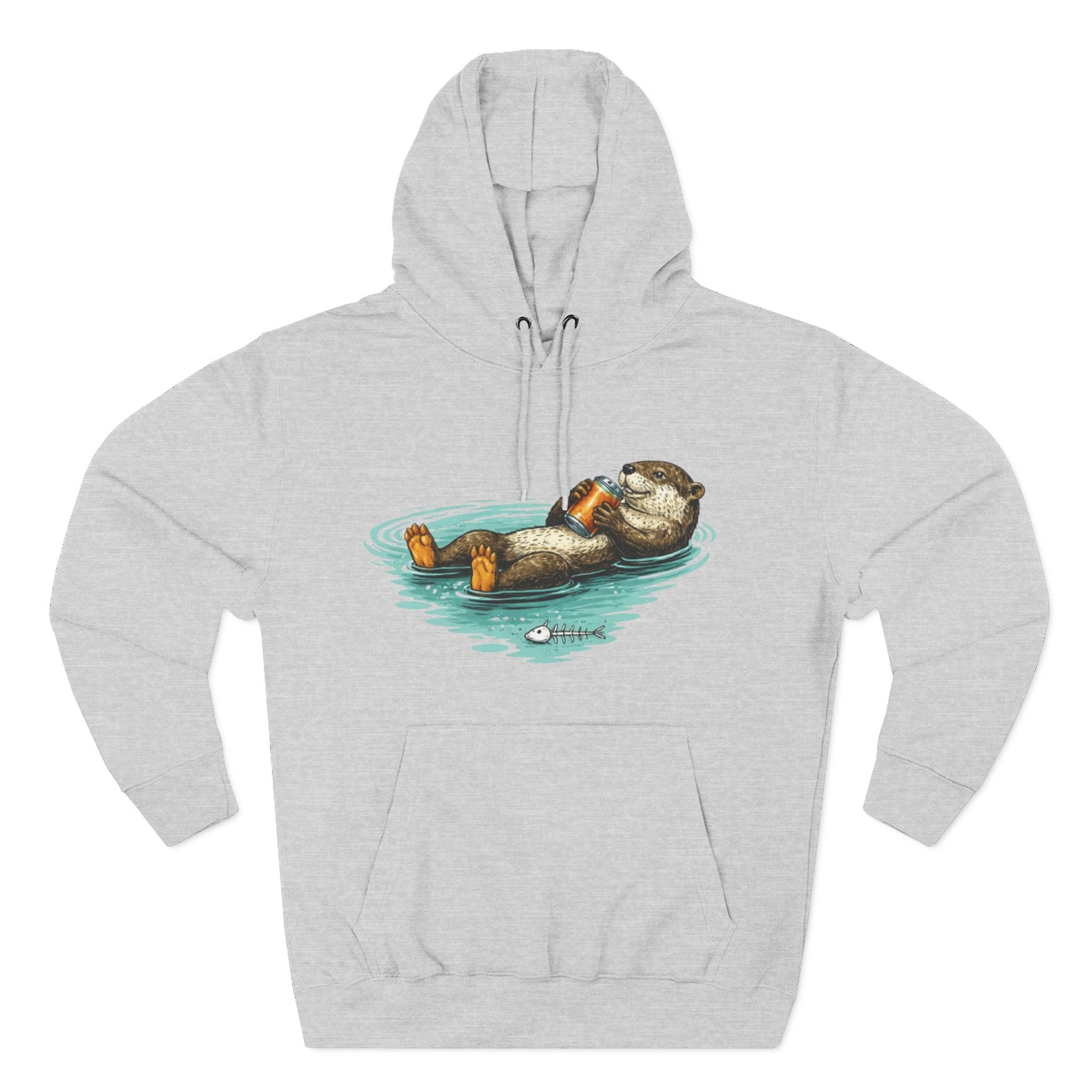 Otter Floating Graphic Hoodie | Relaxing Sea Otter with Beer Pullover