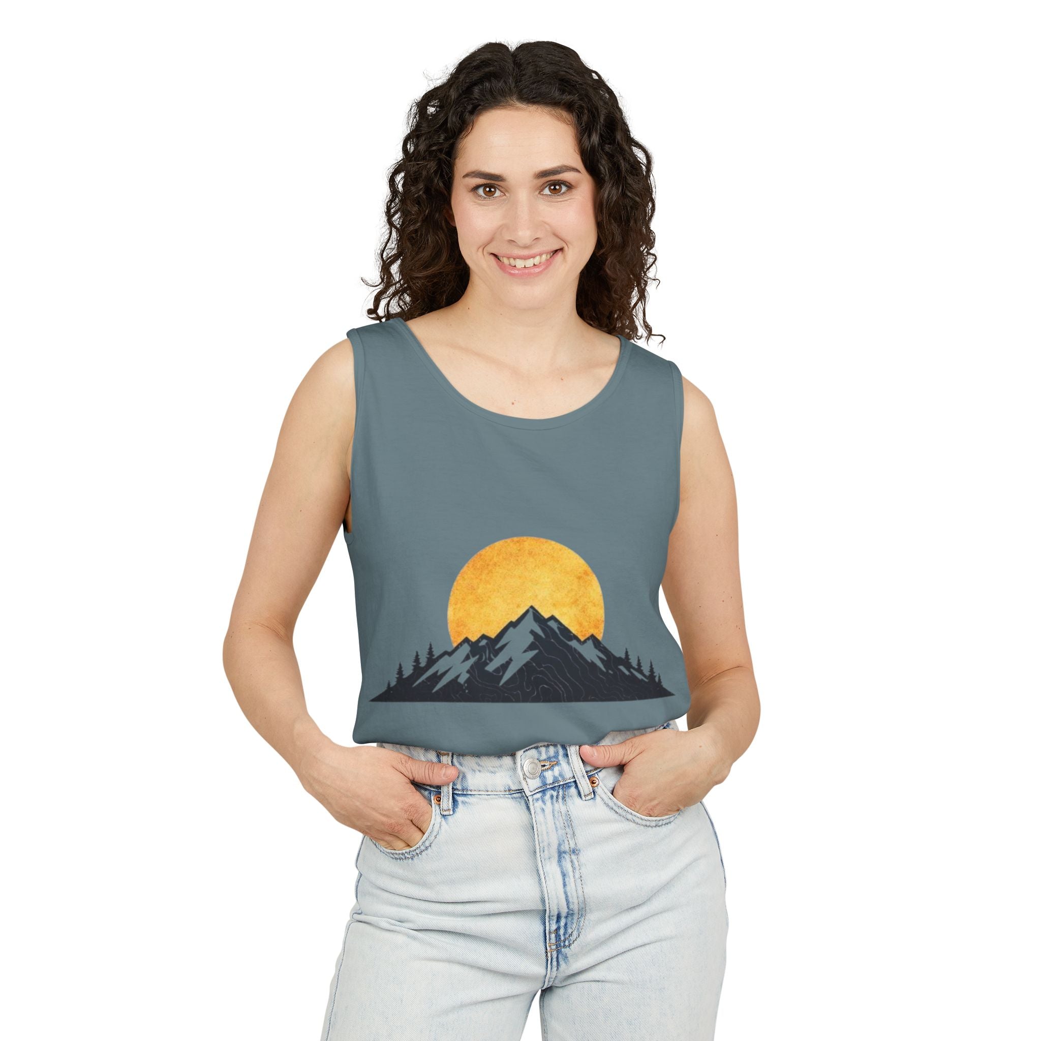 Moon & Mountain Tank | Mountain Landscape Graphic Tank Top
