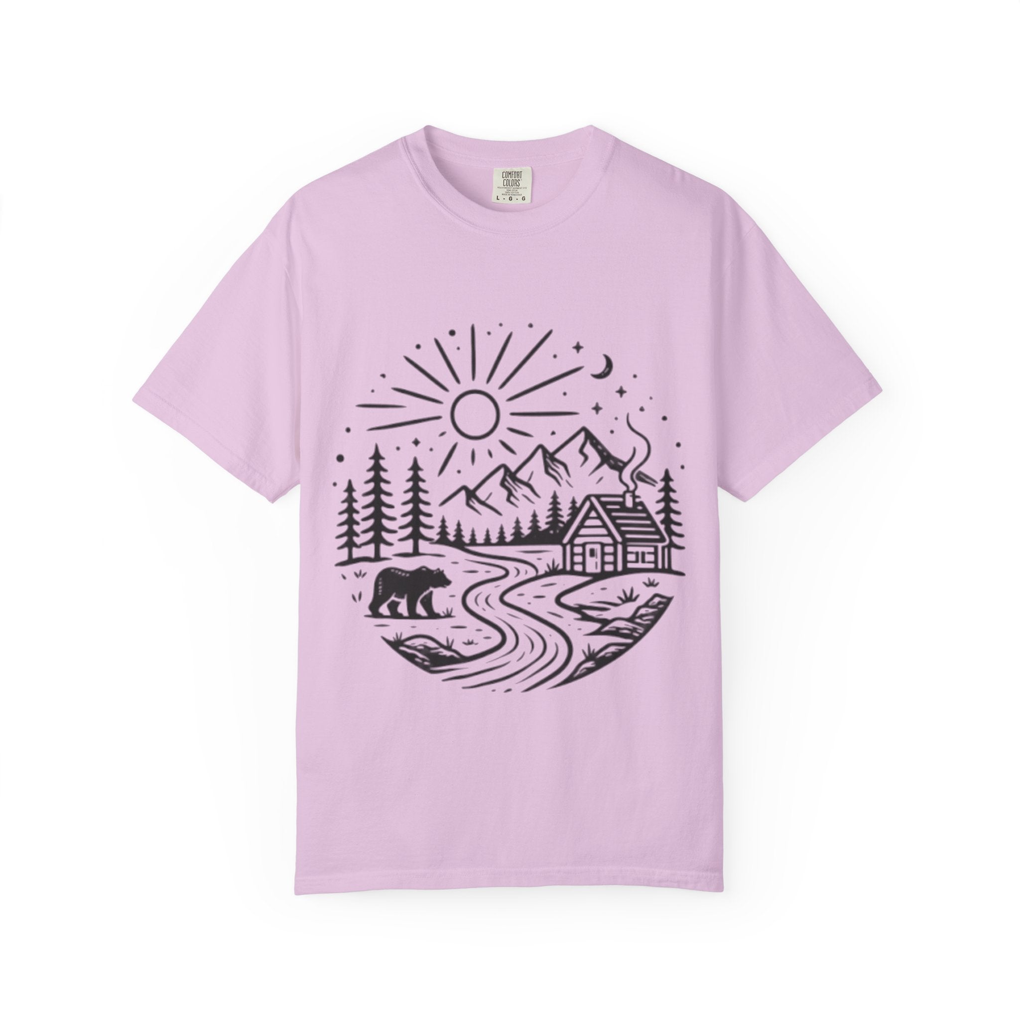 Cabin River Wilderness T-Shirt | Mountain, Bear & Forest Outdoor Tee