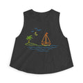 Sailboat Beach Crop Top | Minimal Line Art Summer Tank