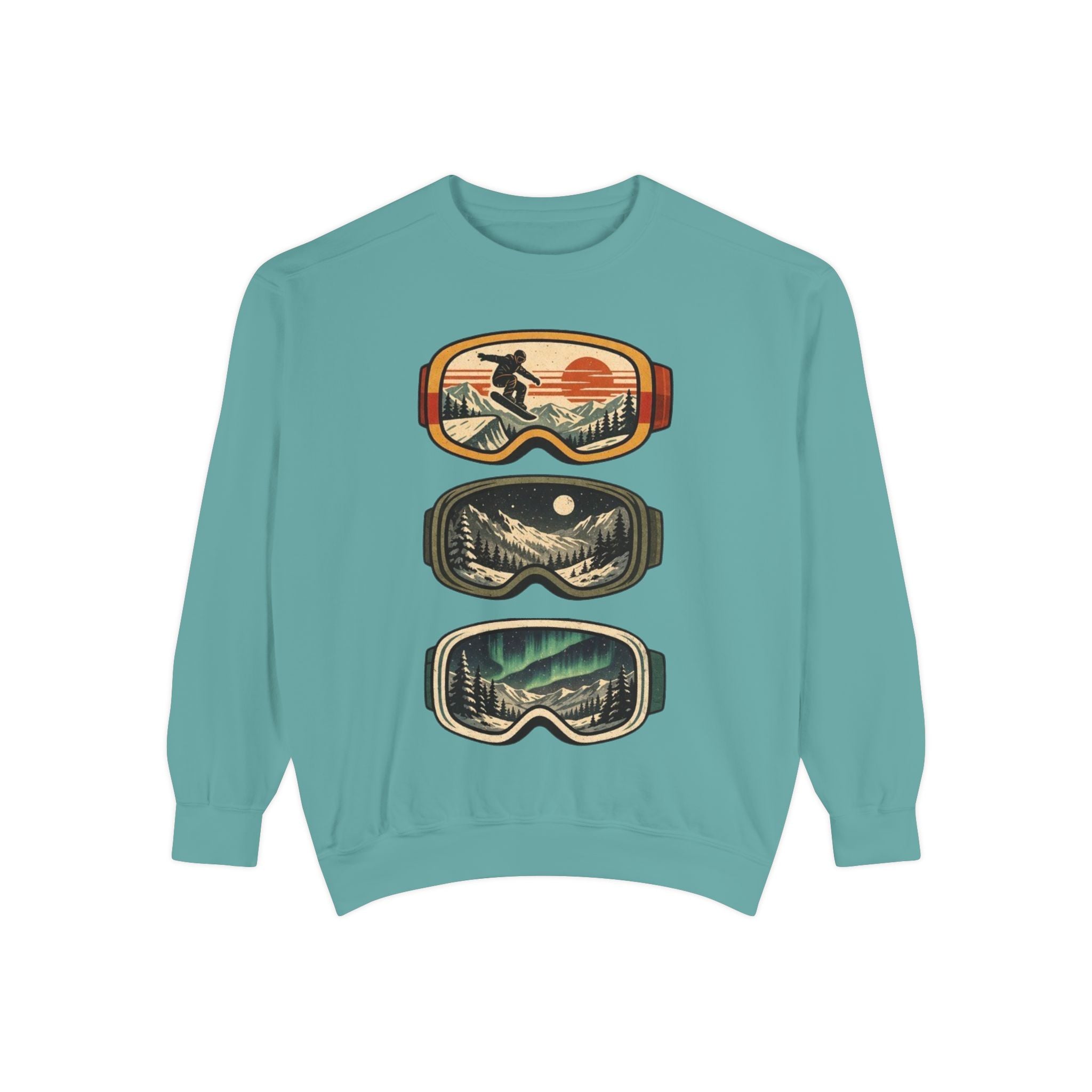 Snow Goggles Graphic Sweatshirt | Mountain Adventure Ski & Snowboard Crewneck