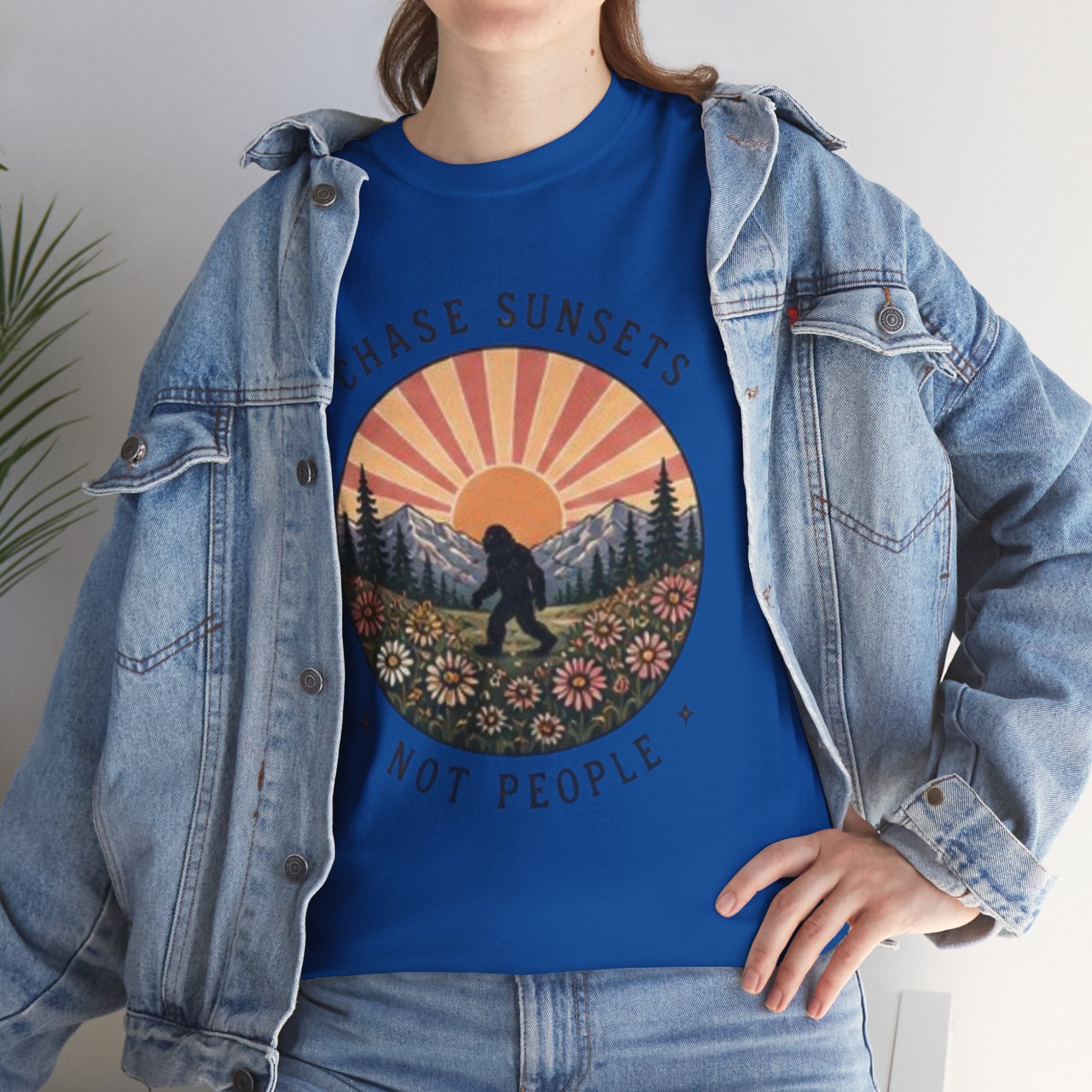 Chase Sunsets Not People Bigfoot Tee