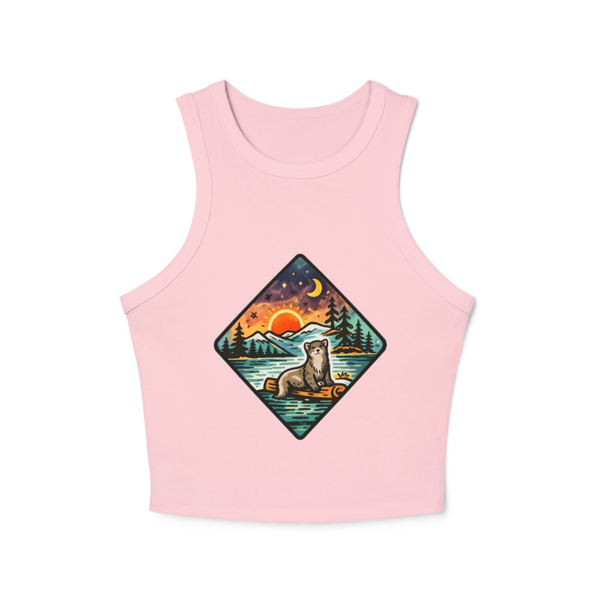 Otter Sunset Galaxy Racer Tank | Womens Ribbed Crop Tank Top