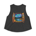 Adventure Window Crop Top | Mountain Camping, Aurora & Guitar Graphic