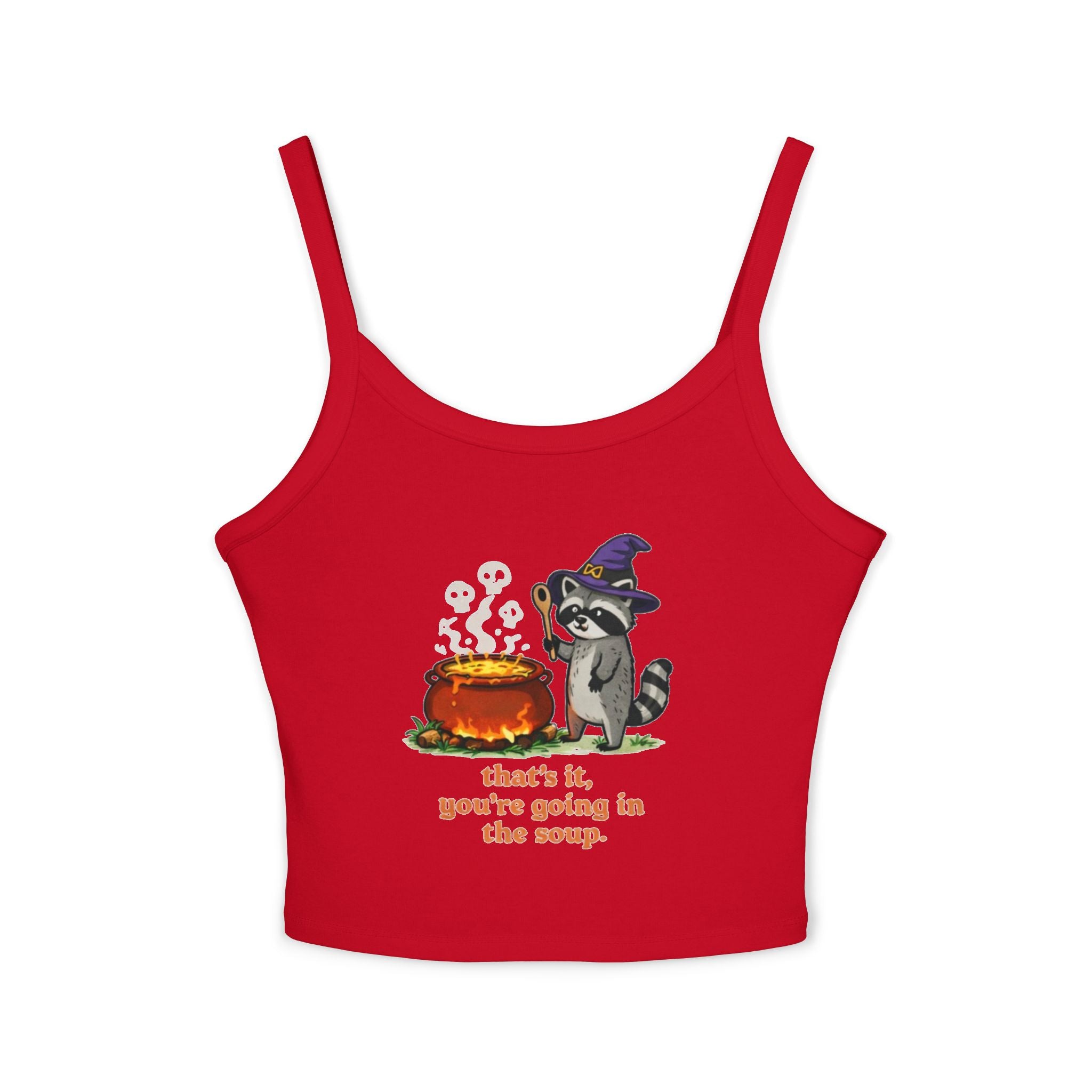 Witch Raccoon Tank Top | "Thats It, Youre Going in the Soup" Cute Halloween Crop